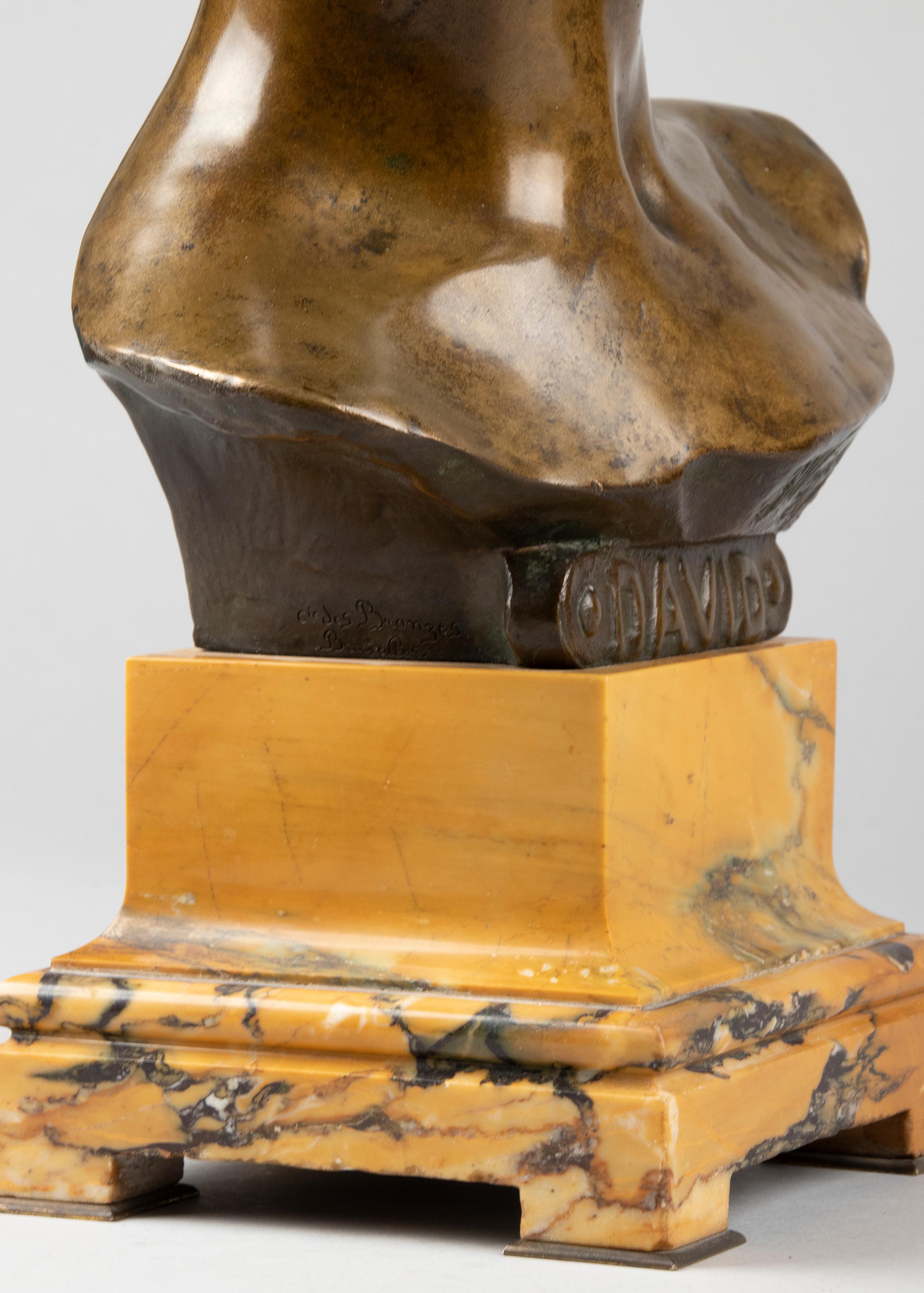 Early 20th Century Bronze Bust of David, Désiré Weygers For Sale 8