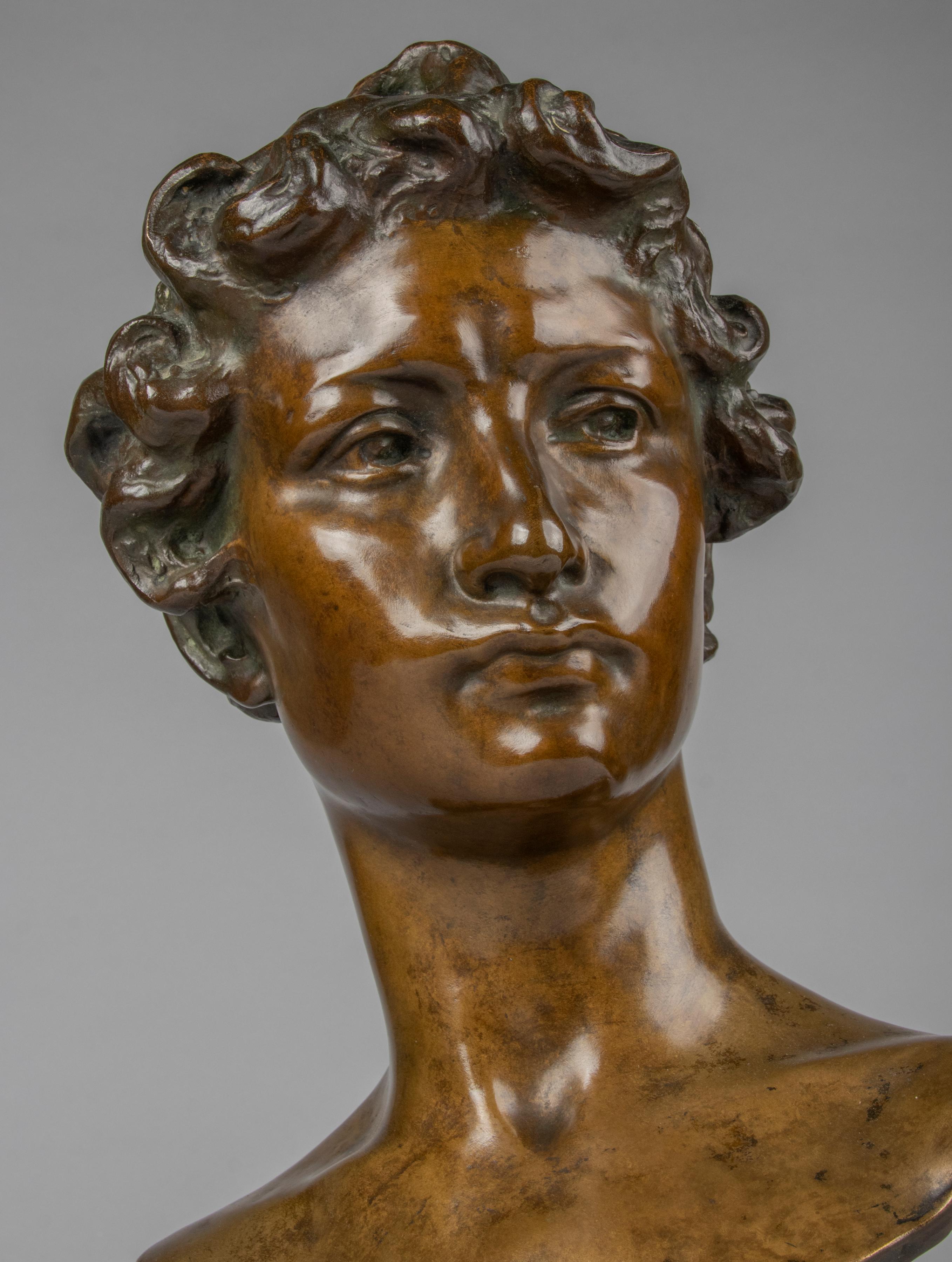 Romain classique Buste de David en bronze du début du XXe siècle, Dsir Weygers en vente