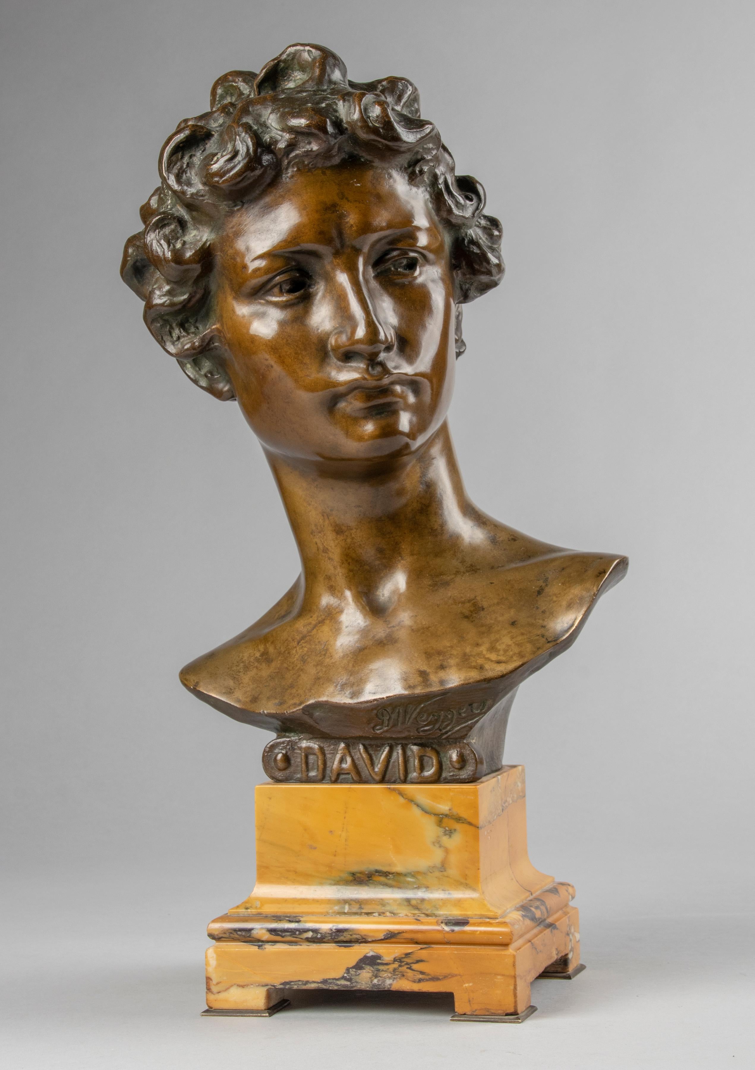 Belgian Early 20th Century Bronze Bust of David, Désiré Weygers For Sale