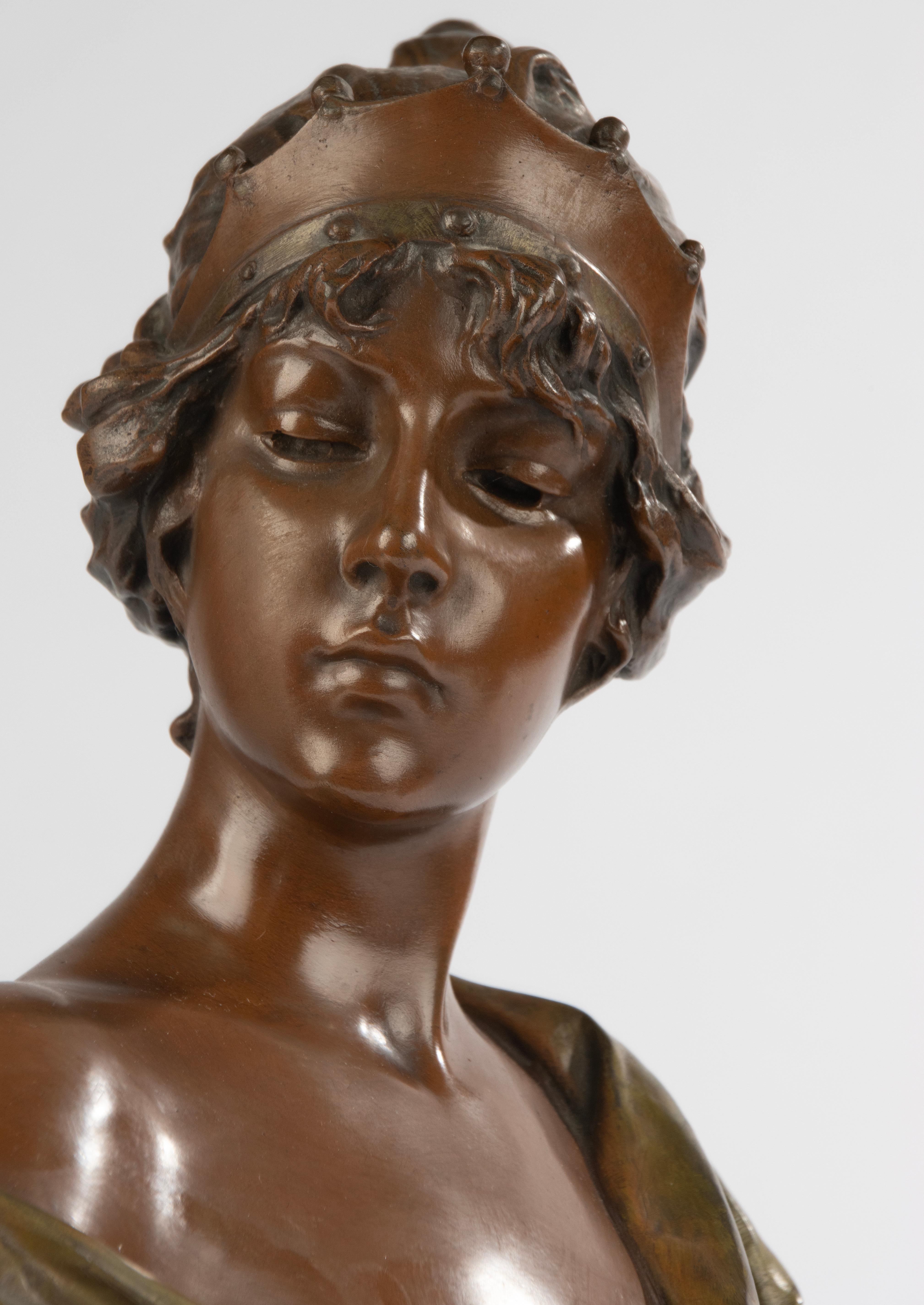 Hand-Crafted Early 20th Century Bronze Buste - Lucrece - by Emmanuel Villanis