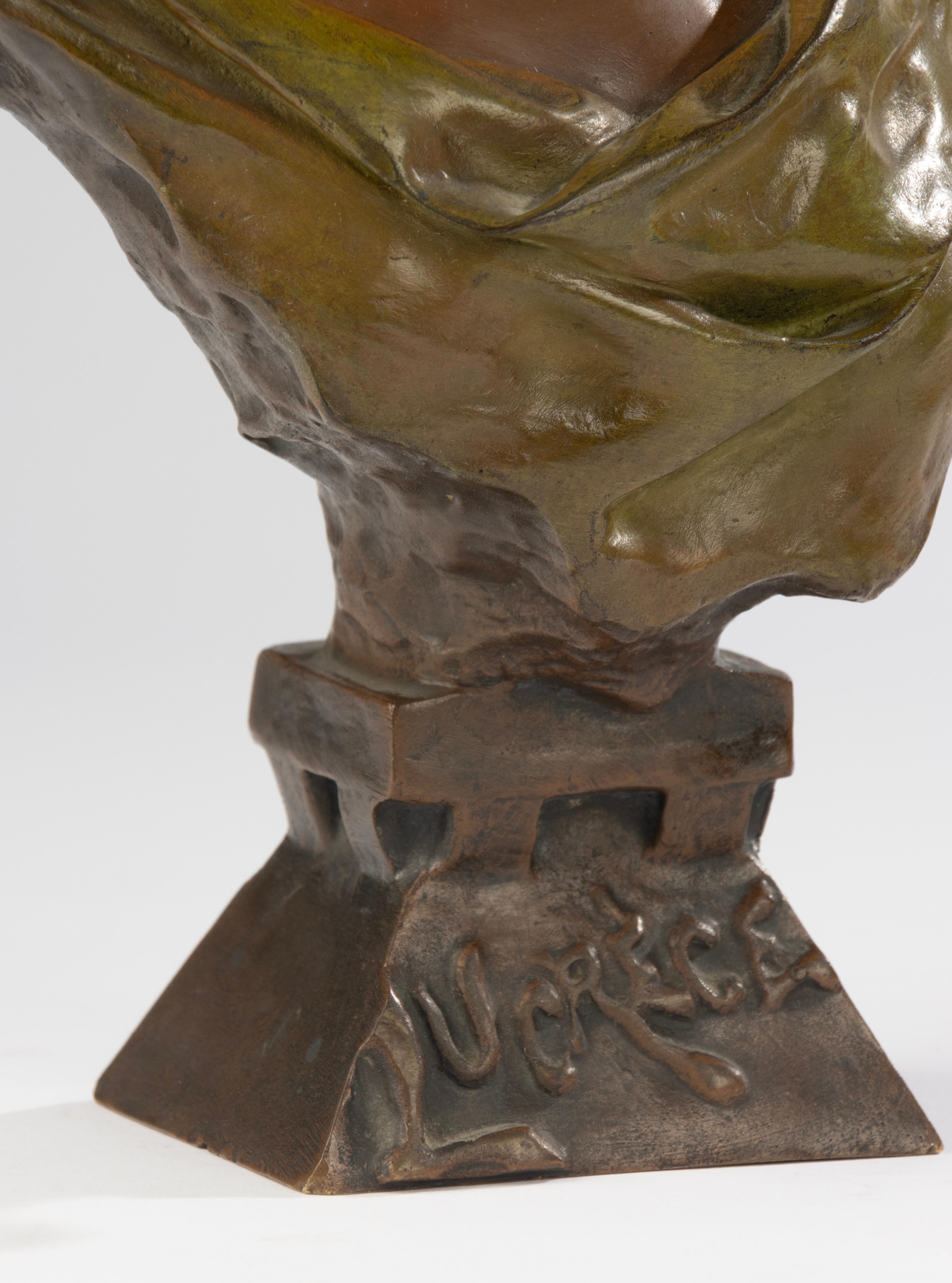 Early 20th Century Bronze Buste - Lucrece - by Emmanuel Villanis 1