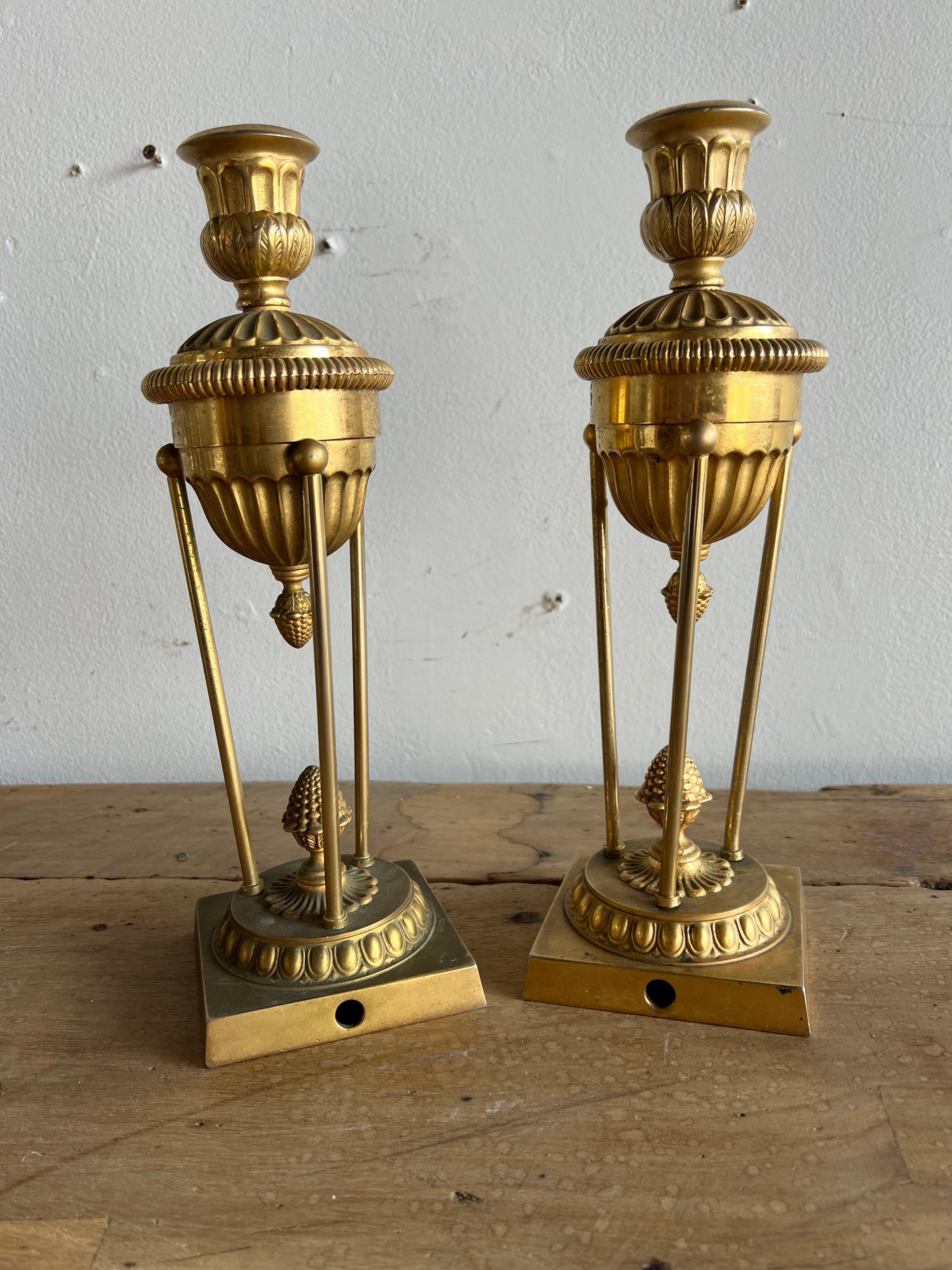 Portacandele in bronzo dei primi del Novecento in vendita 2