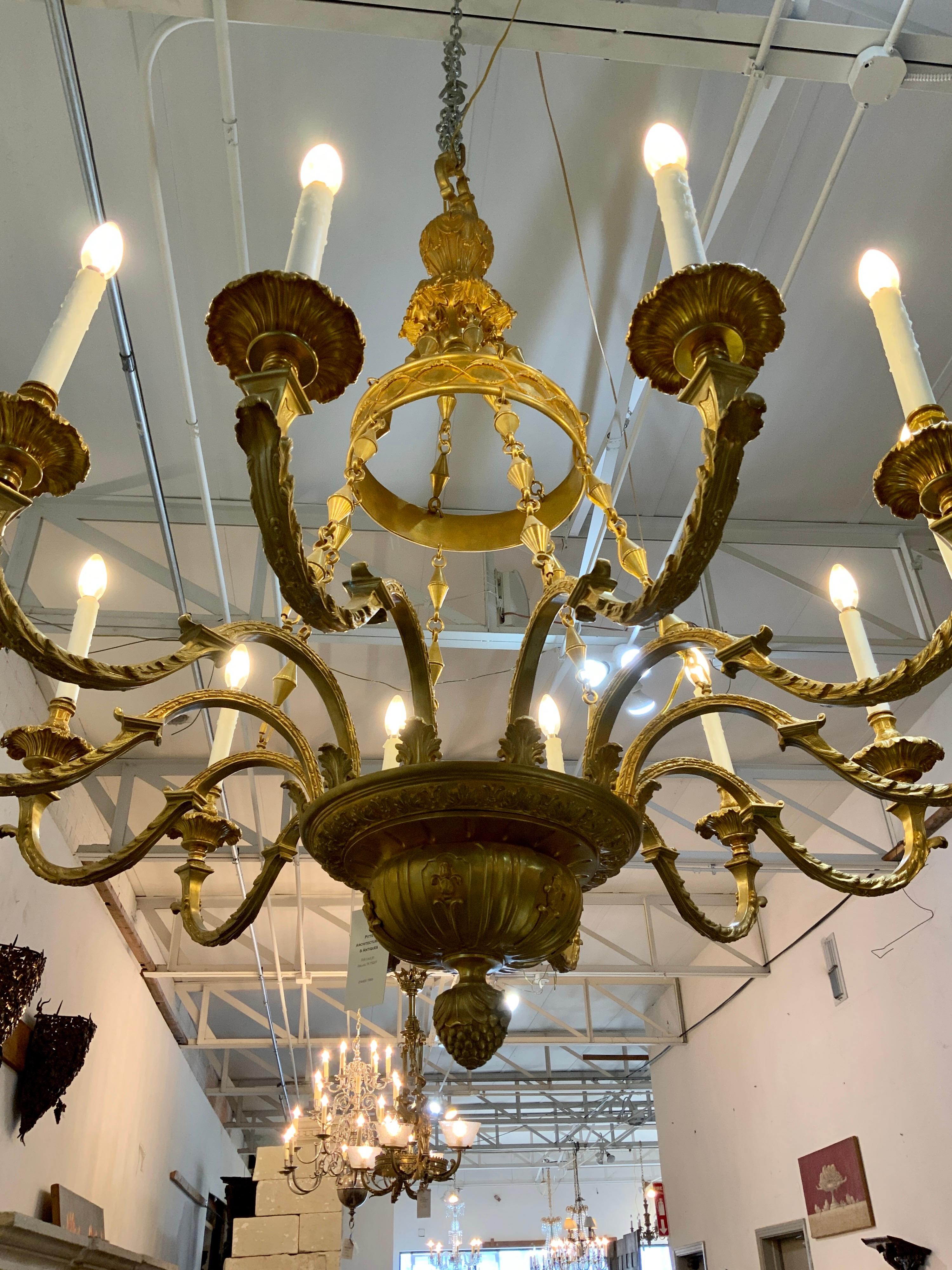 French Early 20th Century Bronze Chandelier from France
