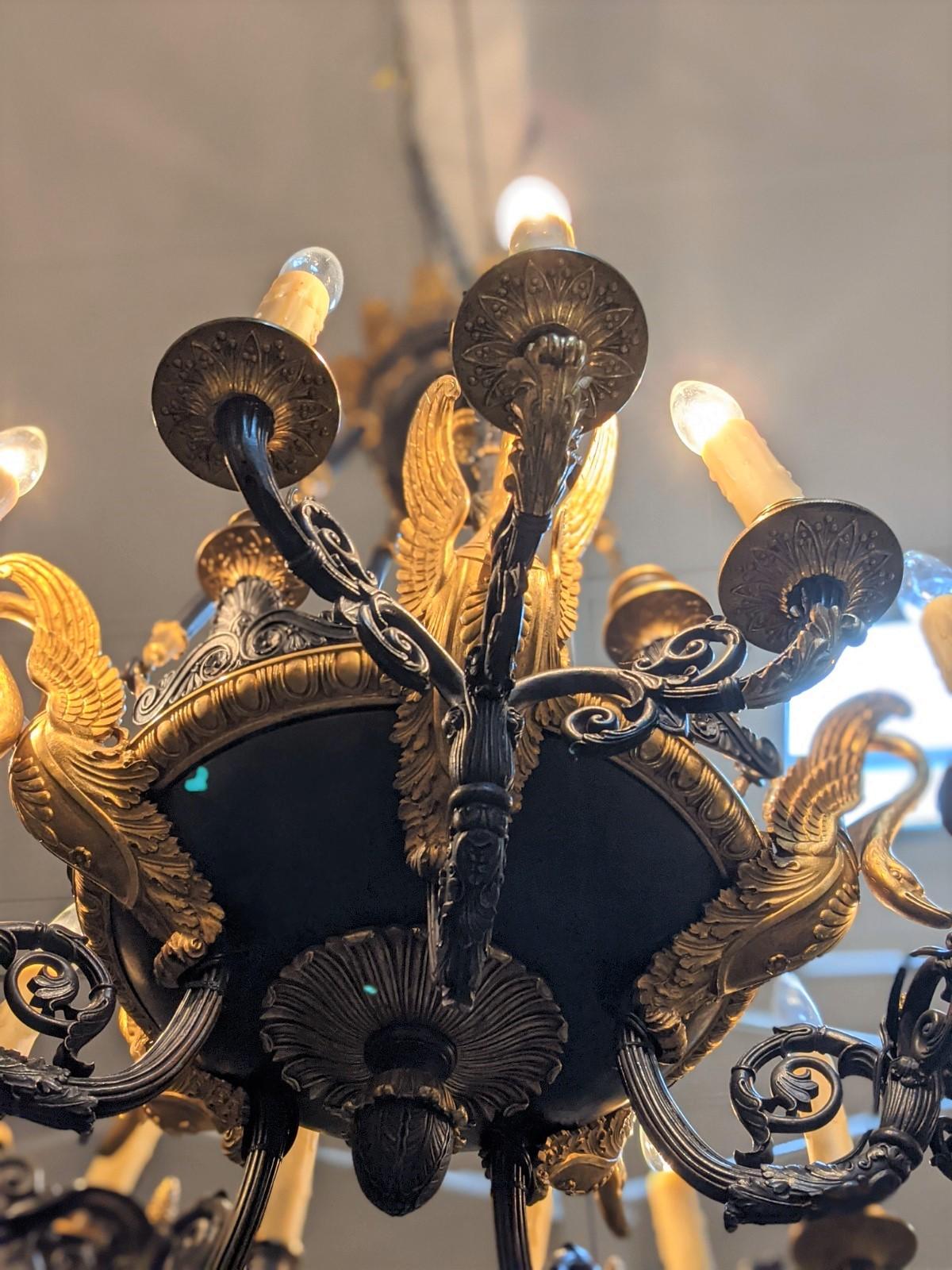 French Early 20th Century Bronze Chandelier from France For Sale