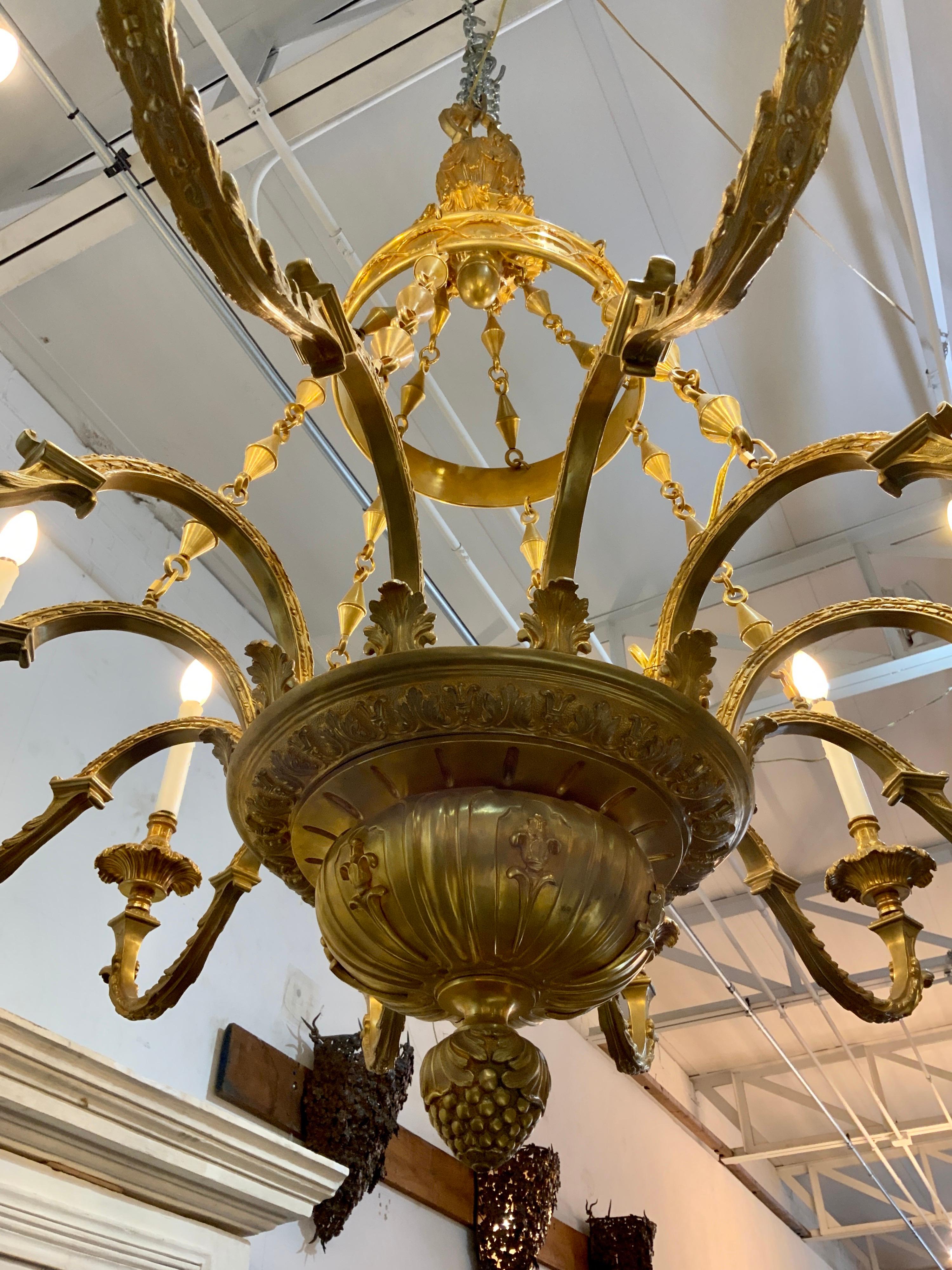 Early 20th Century Bronze Chandelier from France In Good Condition In Dallas, TX