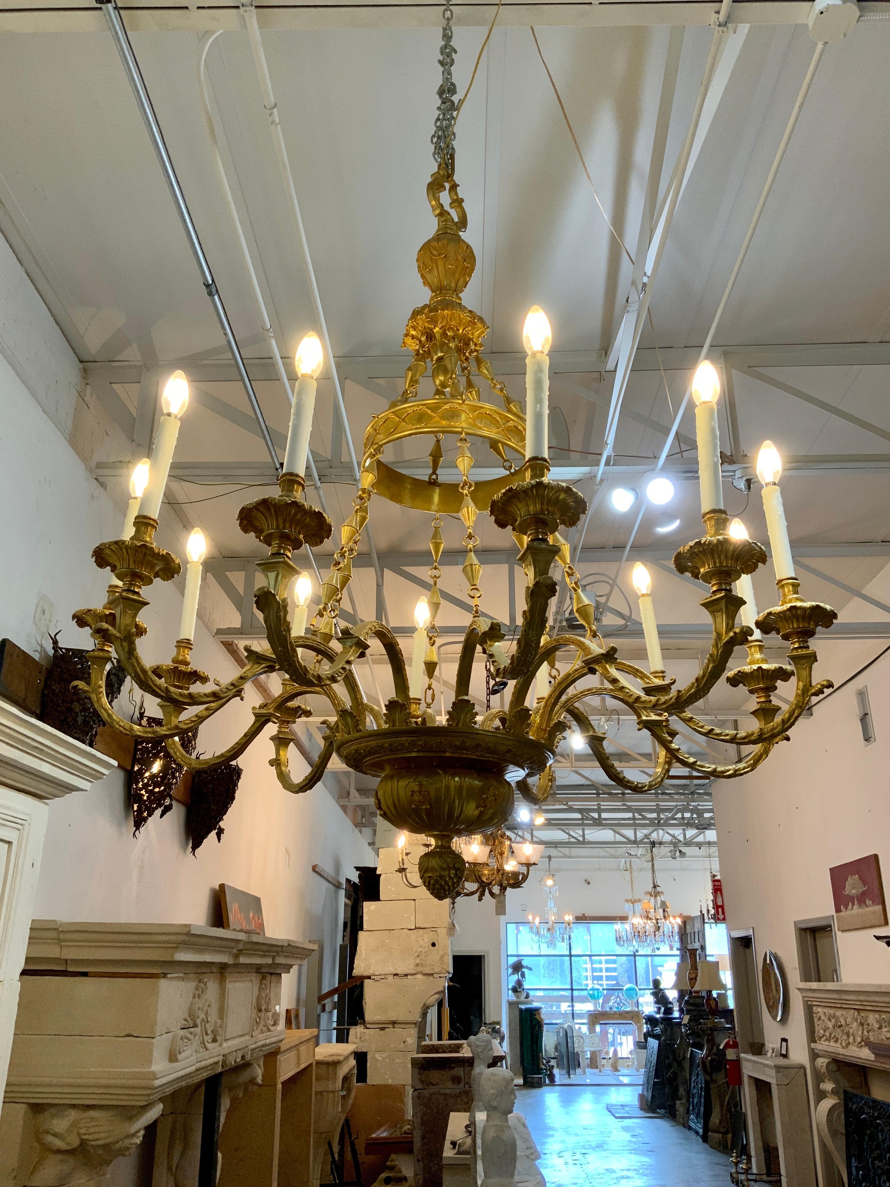 Early 20th Century Bronze Chandelier from France 1