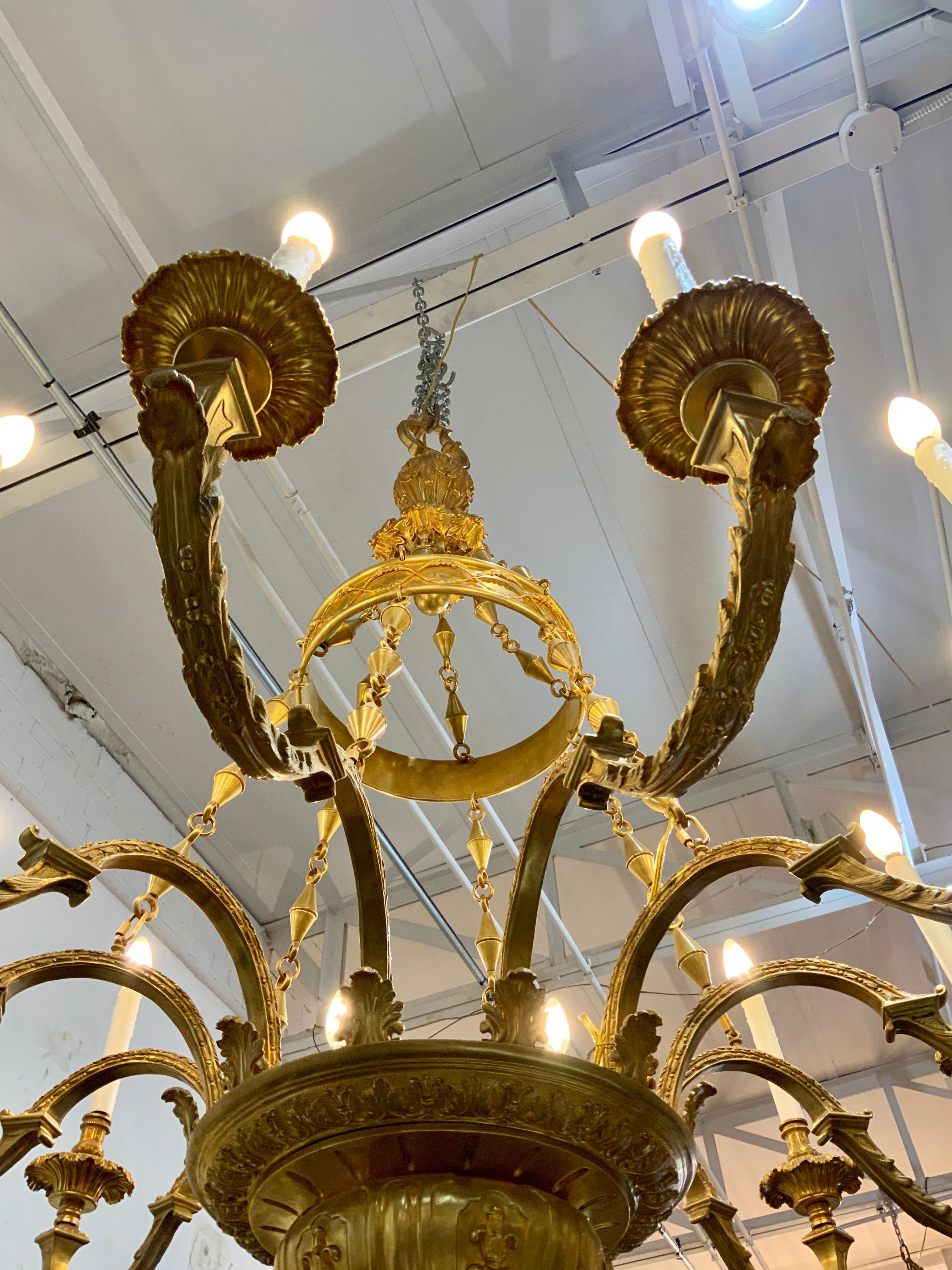 Early 20th Century Bronze Chandelier from France 2