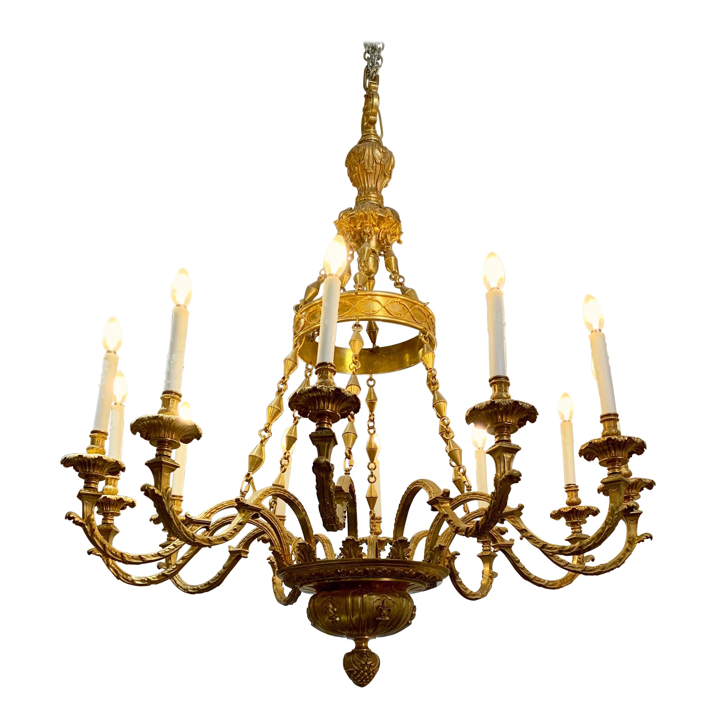 Early 20th Century Bronze Chandelier from France