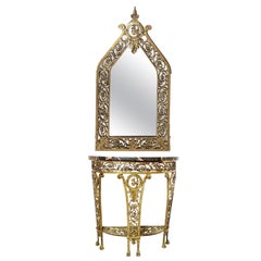 Console et miroir en bronze du début du XXe siècle attribués à Oscar Bach