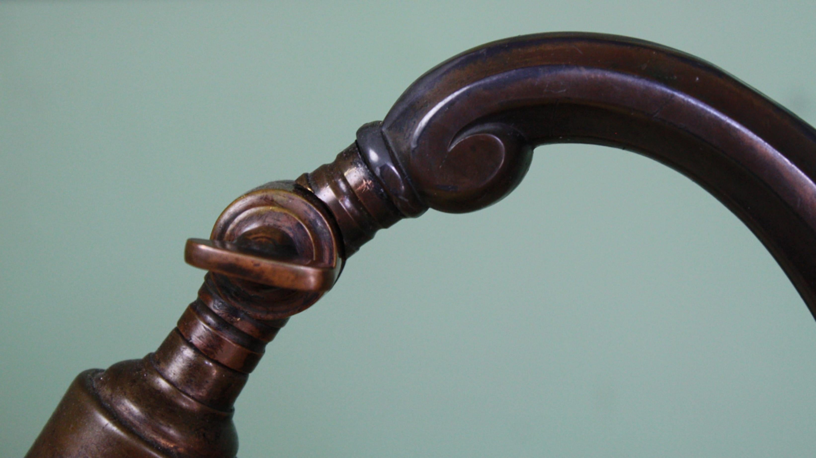 Early 20th Century Bronze and Copper Desk Lamp with Vaseline Shade 6