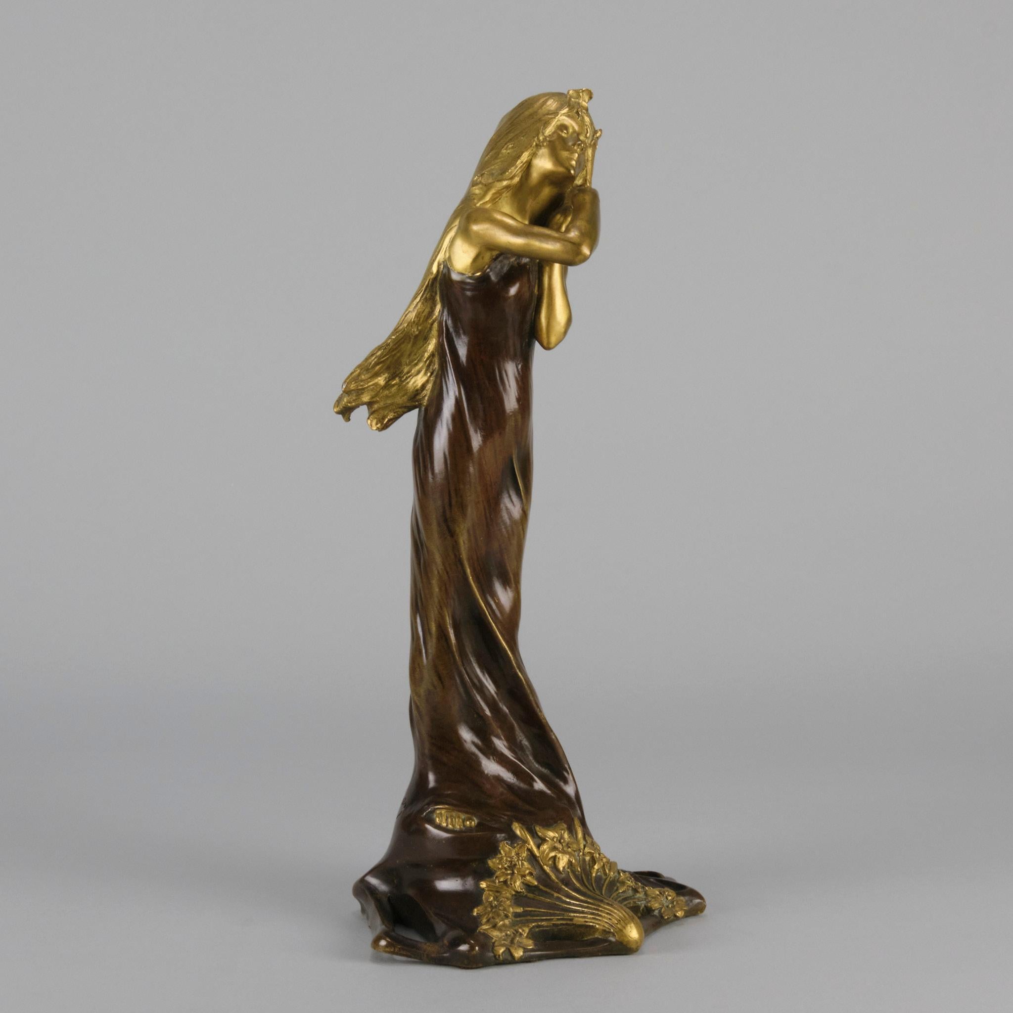 Art Nouveau Early 20th Century Bronze Entitled “Jeune Femme” by C Peyre