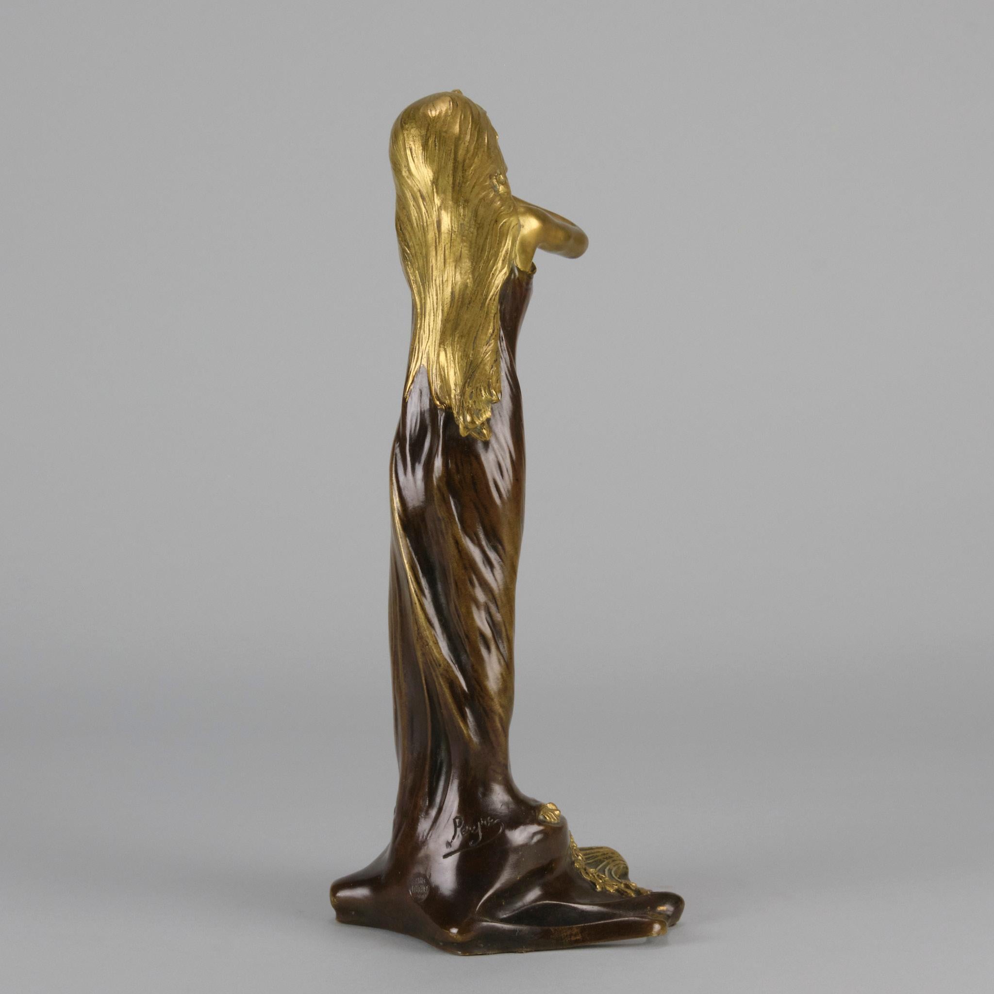 Cast Early 20th Century Bronze Entitled “Jeune Femme” by C Peyre