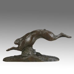 Early 20th Century Bronze entitled "Running Hare" by Andre Becquerel