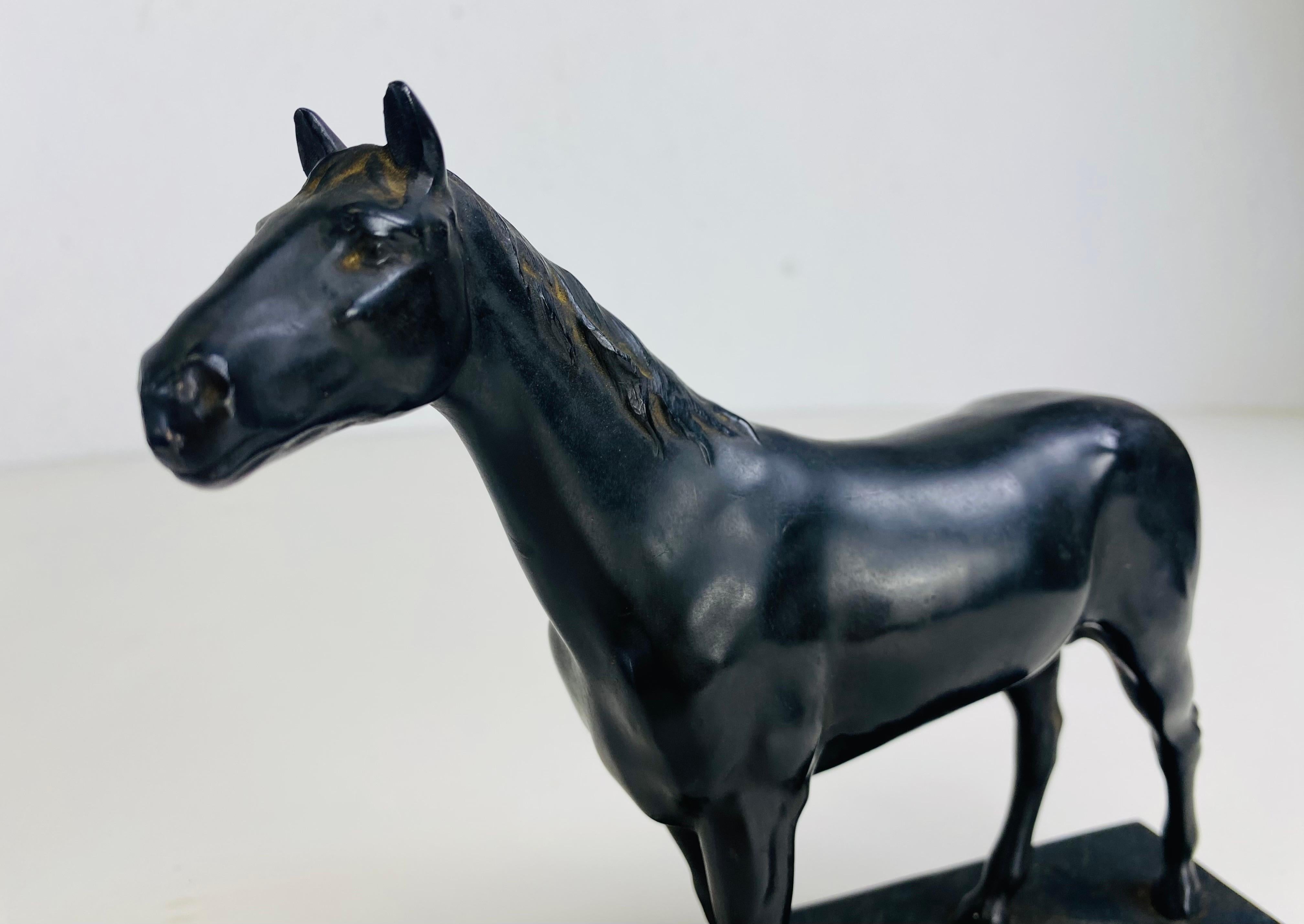 Hand-Crafted Early 20th century bronze equestrian horse sculpture. For Sale