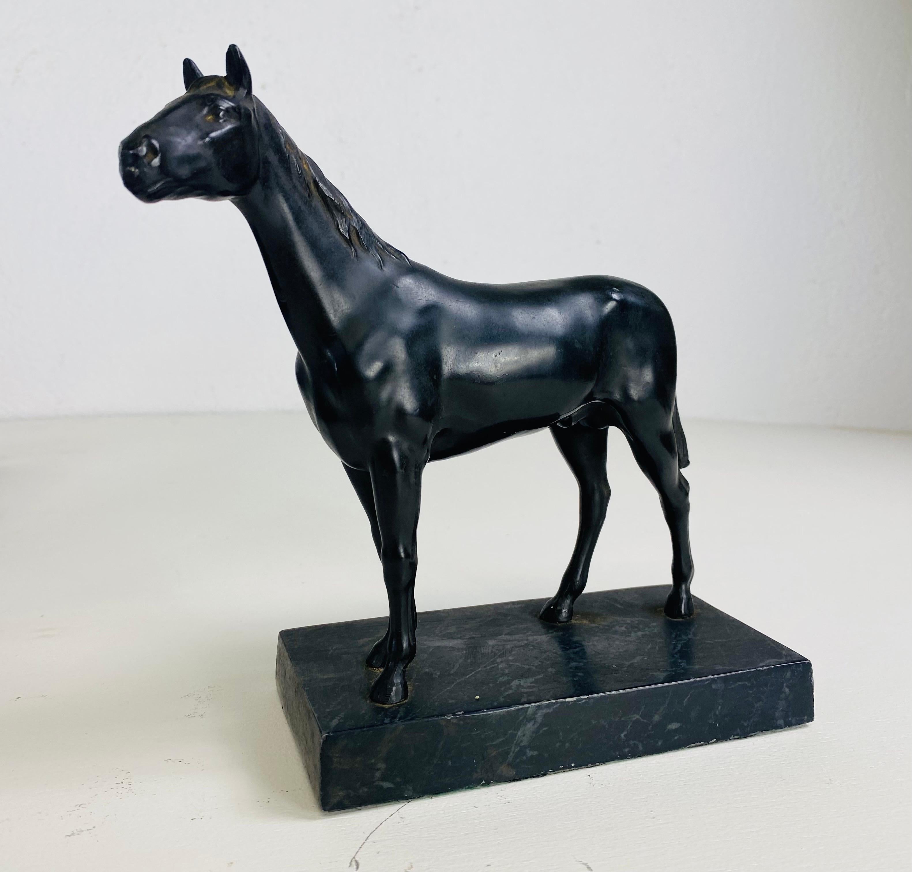Early 20th century bronze equestrian horse sculpture. In Good Condition For Sale In Allentown, PA
