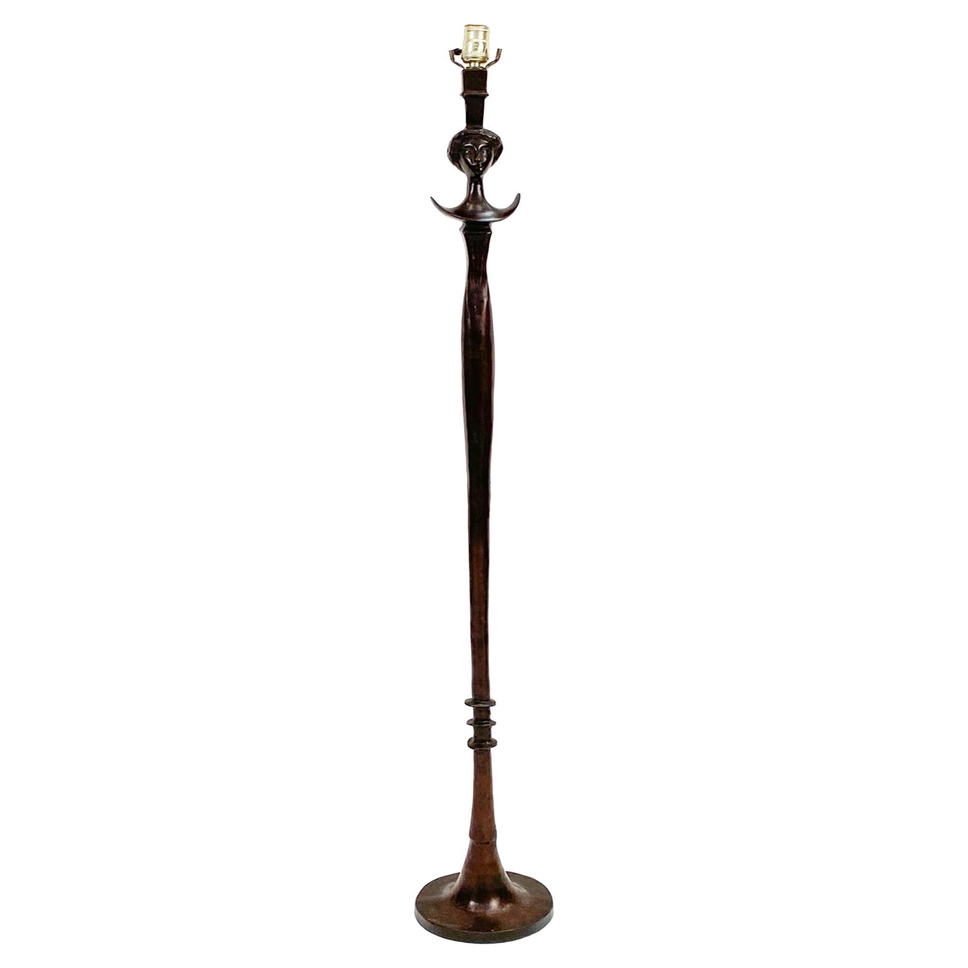 Early 20th Century French Carved and Barley Twist Floor Lamp with Attached Table at 1stDibs