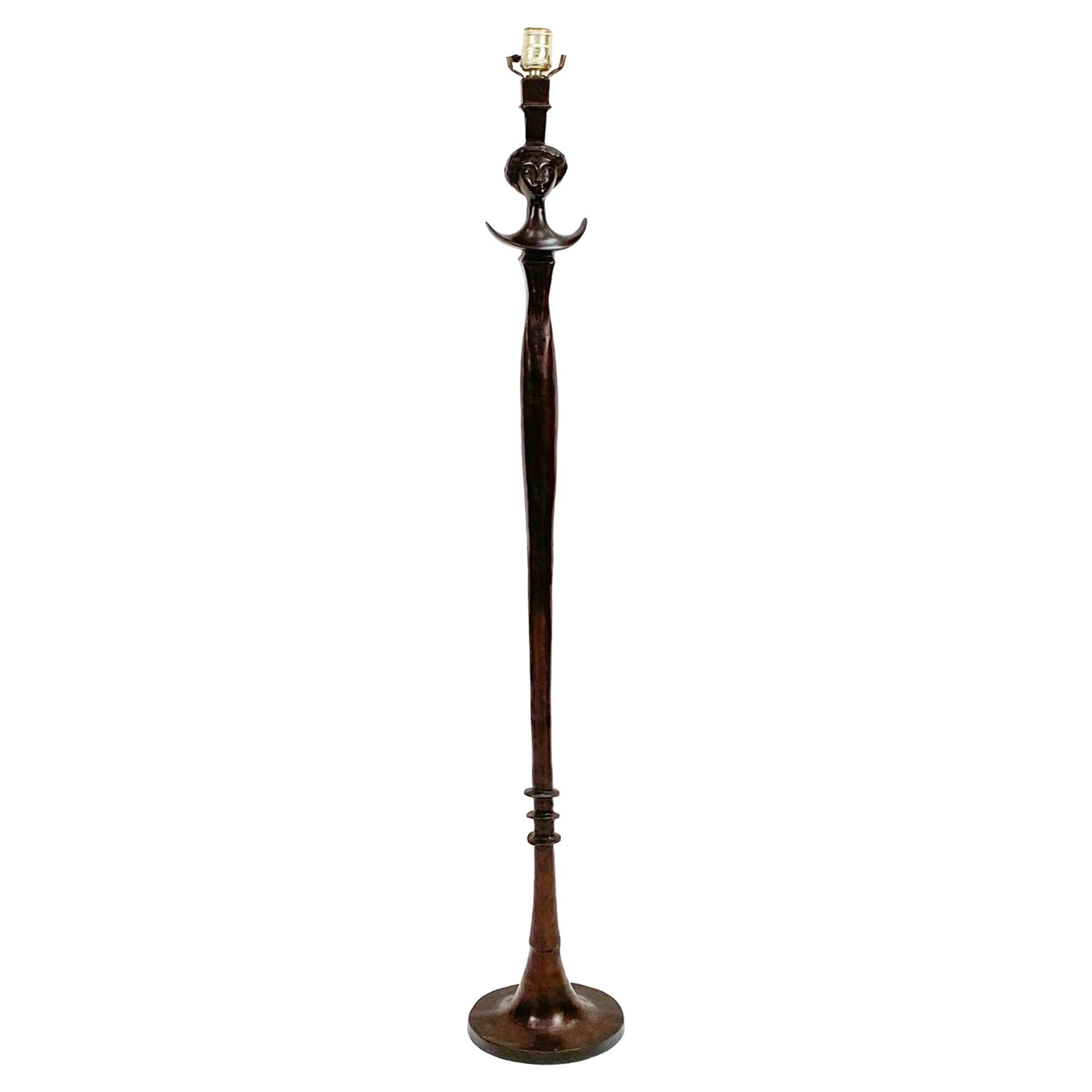 Early 20th Century Bronze Floor Lamp After Giacometti For Sale