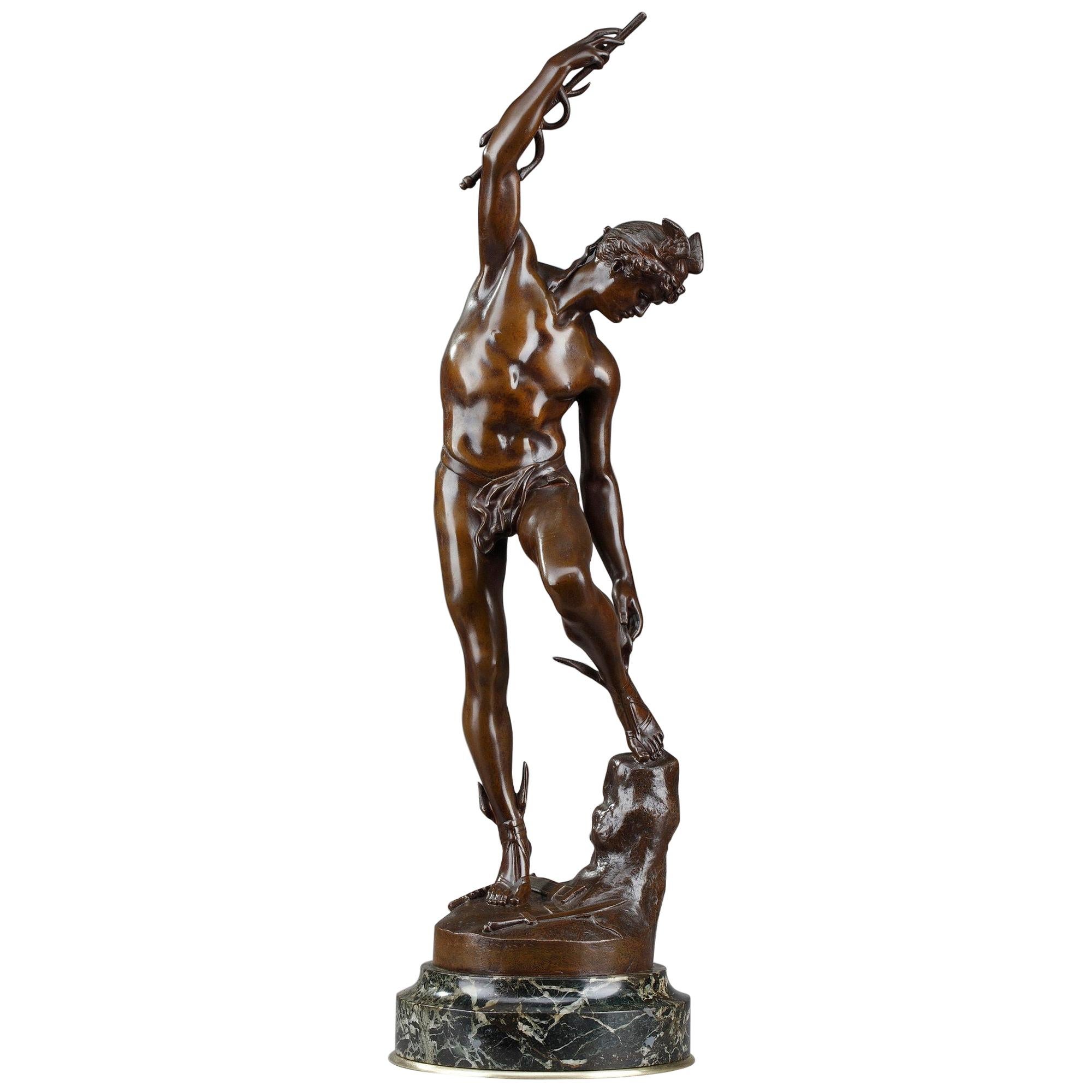 Early 20th Century Bronze Hermes Adjusting his Sandal after the Antique