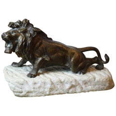 Early 20th Century Bronze Lion Statue by Robert Bousquet