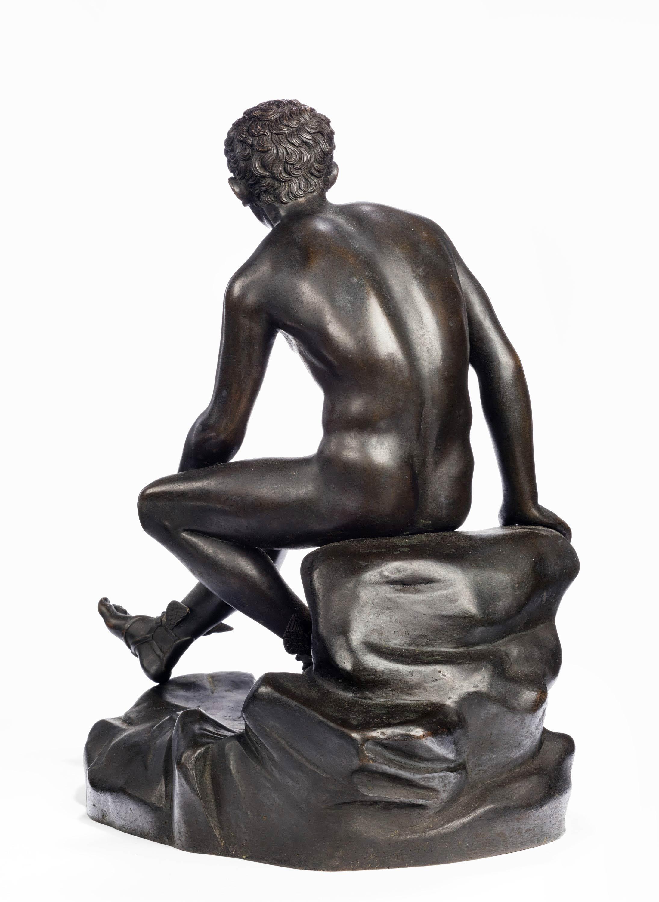 A good and beautifully detailed bronze figure of Hermes signed Fonderia Sommer, circa 1900. Fine, original, patina and of an unusually large size for this particular model.
   