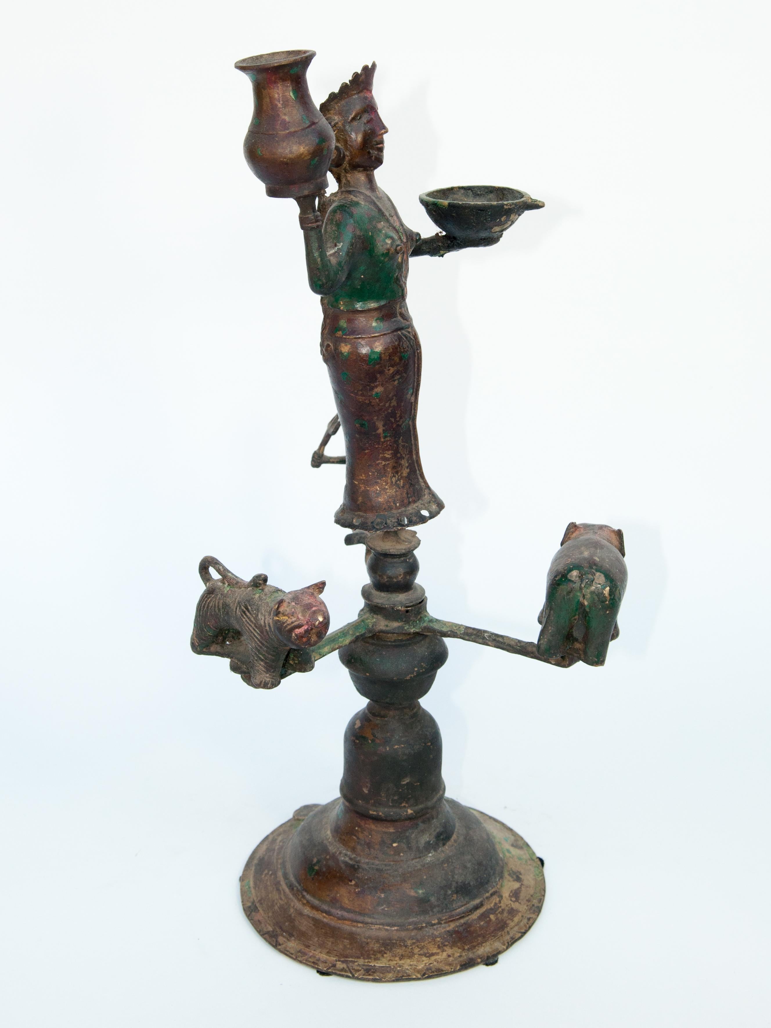 Early 20th Century Bronze Oil Lamp from South Nepal 4