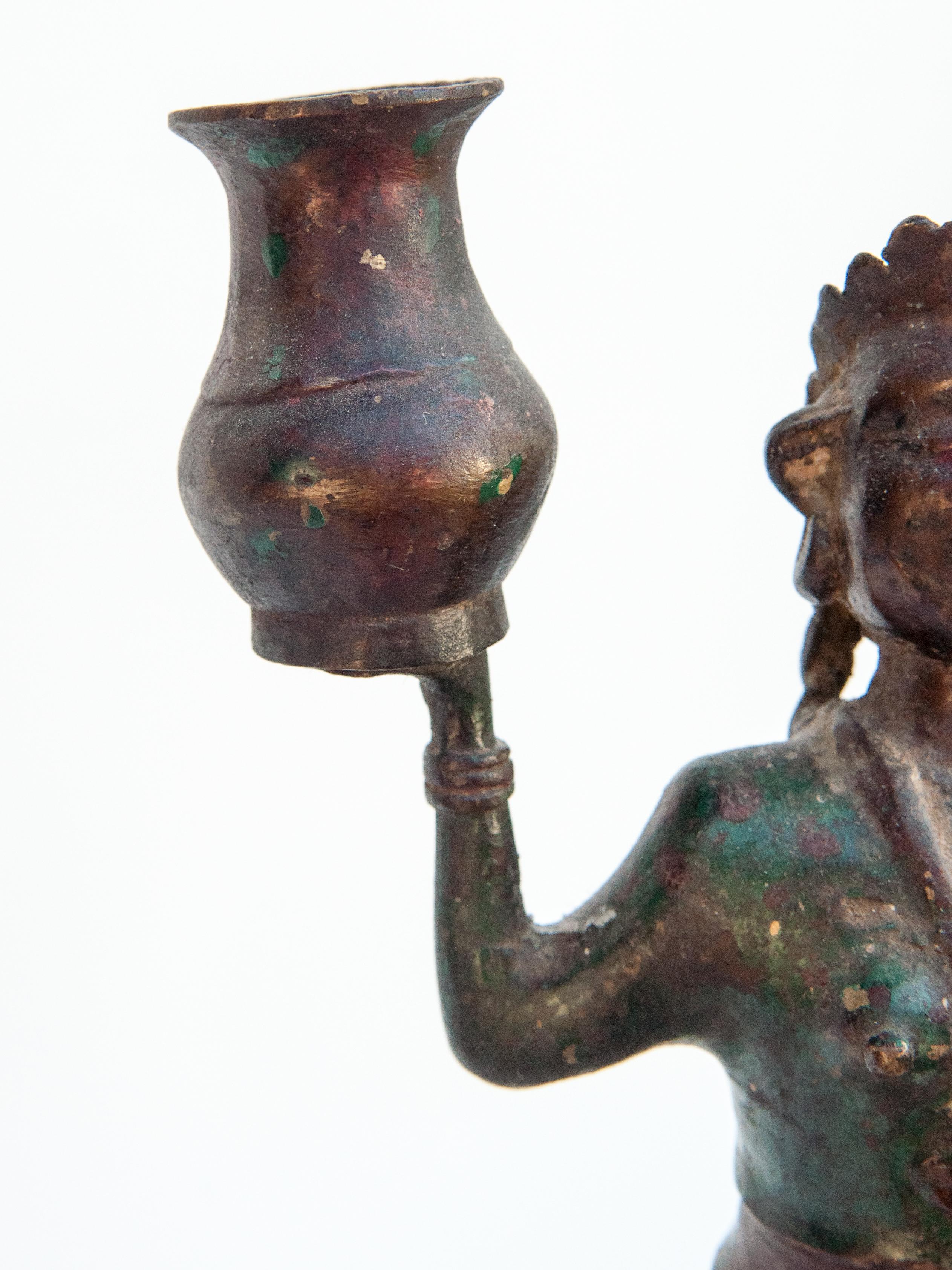 Hand-Crafted Early 20th Century Bronze Oil Lamp from South Nepal