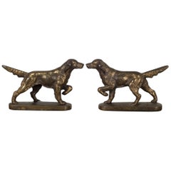 Early 20th Century Bronze-Plated Pointer Dog Bookends, circa 1940