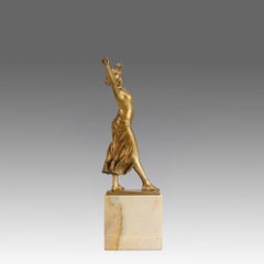Early 20th Century Bronze Sculpture "Art Nouveau Maiden" By Pelschka-Lunard