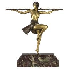 Early 20th Century Bronze Sculpture "Dancer of Thyrsus" by Pierre Le Faguays