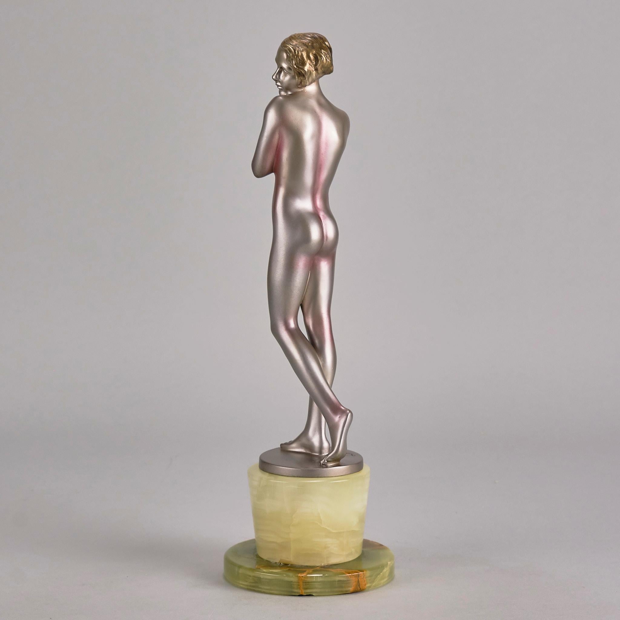 Bronzeskulptur mit dem Titel „Coy Girl“ von Josef Lorenzl aus dem frühen 20. Jahrhundert im Angebot 2