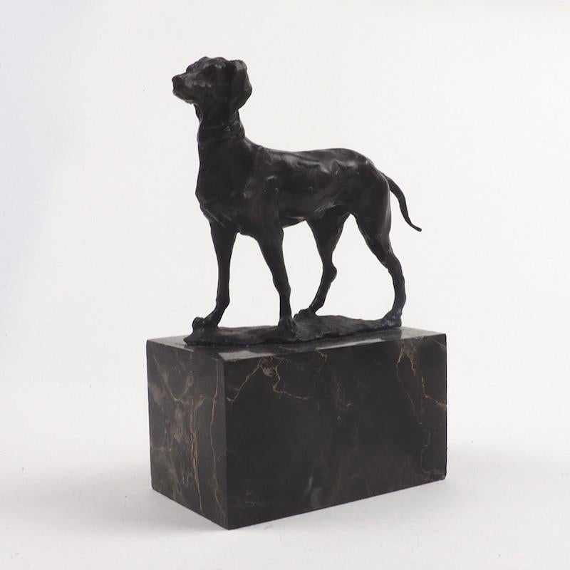 Cast Early 20th Century Bronze Sculpture Gun Dog