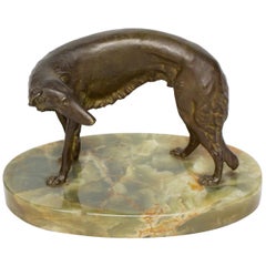 Early 20th Century Bronze Sculpture of a Borzoi Dog by Wilhelm Bormann