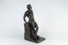 Early 20th Century Bronze Sculpture of Male Athlete by Donato Barcaglia, Italy
