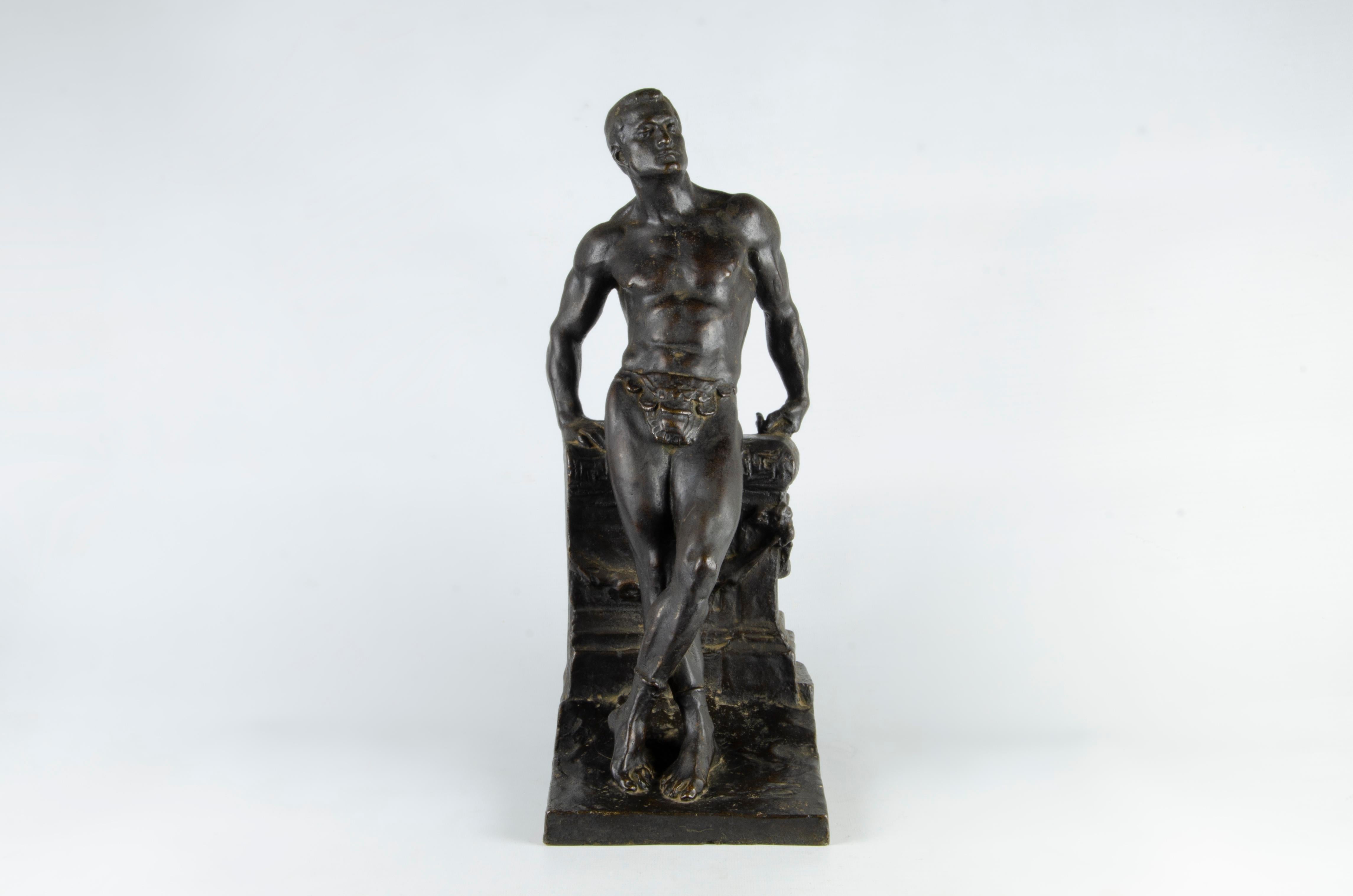 Belle Époque Scultura in bronzo di atleta maschile dei primi del Novecento di Donato Barcaglia, Italia in vendita