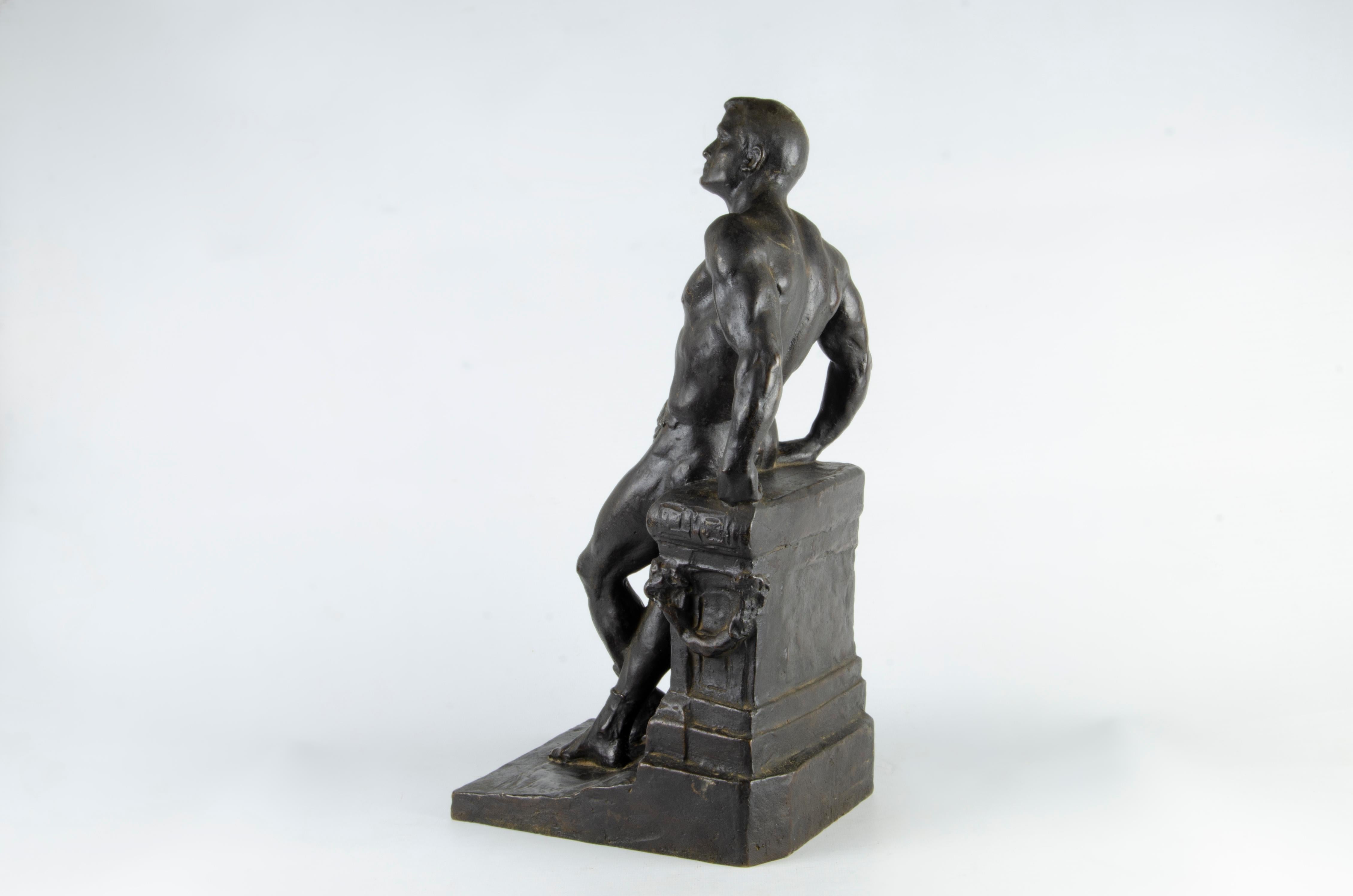 Italiano Scultura in bronzo di atleta maschile dei primi del Novecento di Donato Barcaglia, Italia in vendita