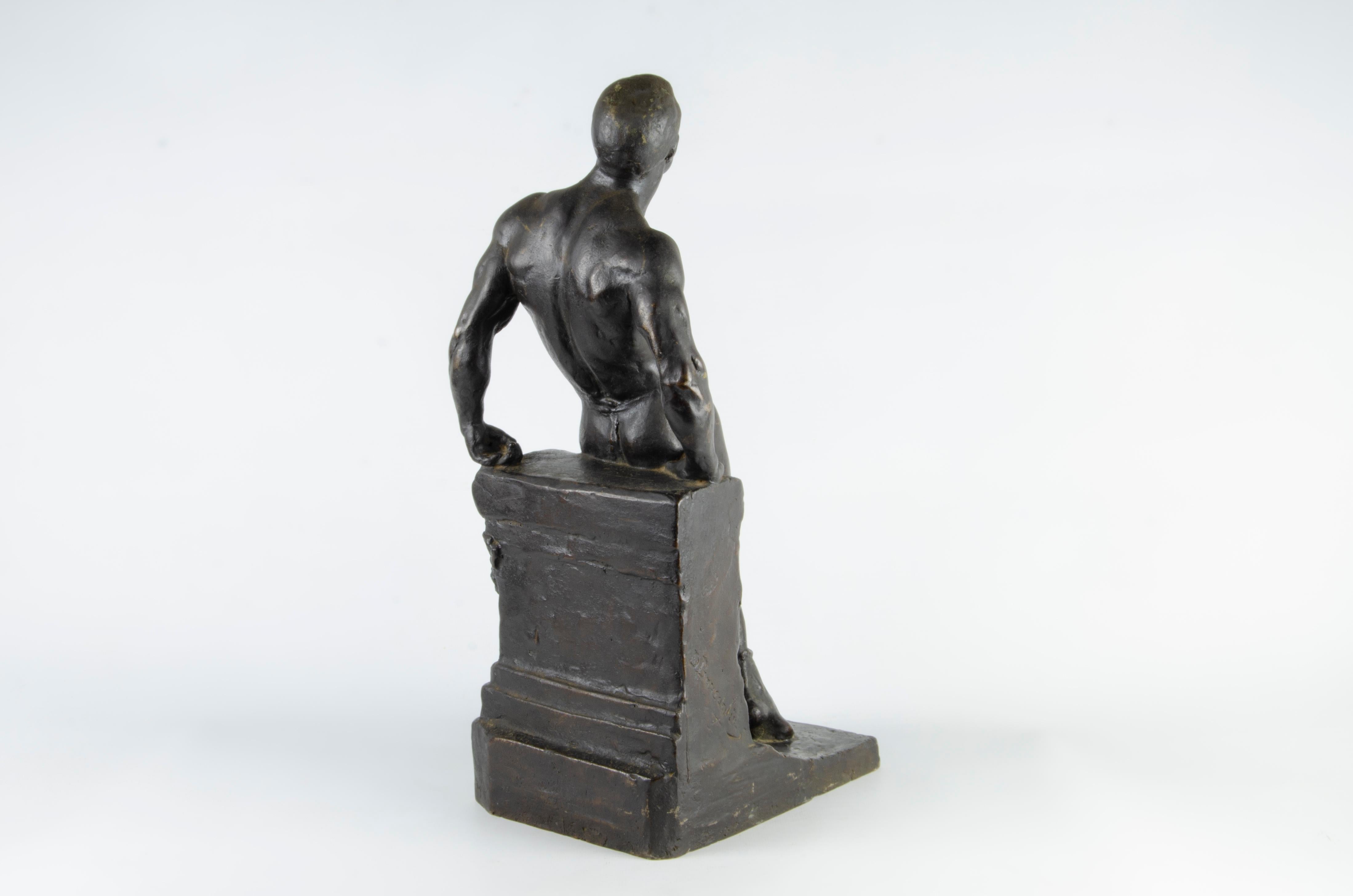 Calco Scultura in bronzo di atleta maschile dei primi del Novecento di Donato Barcaglia, Italia in vendita