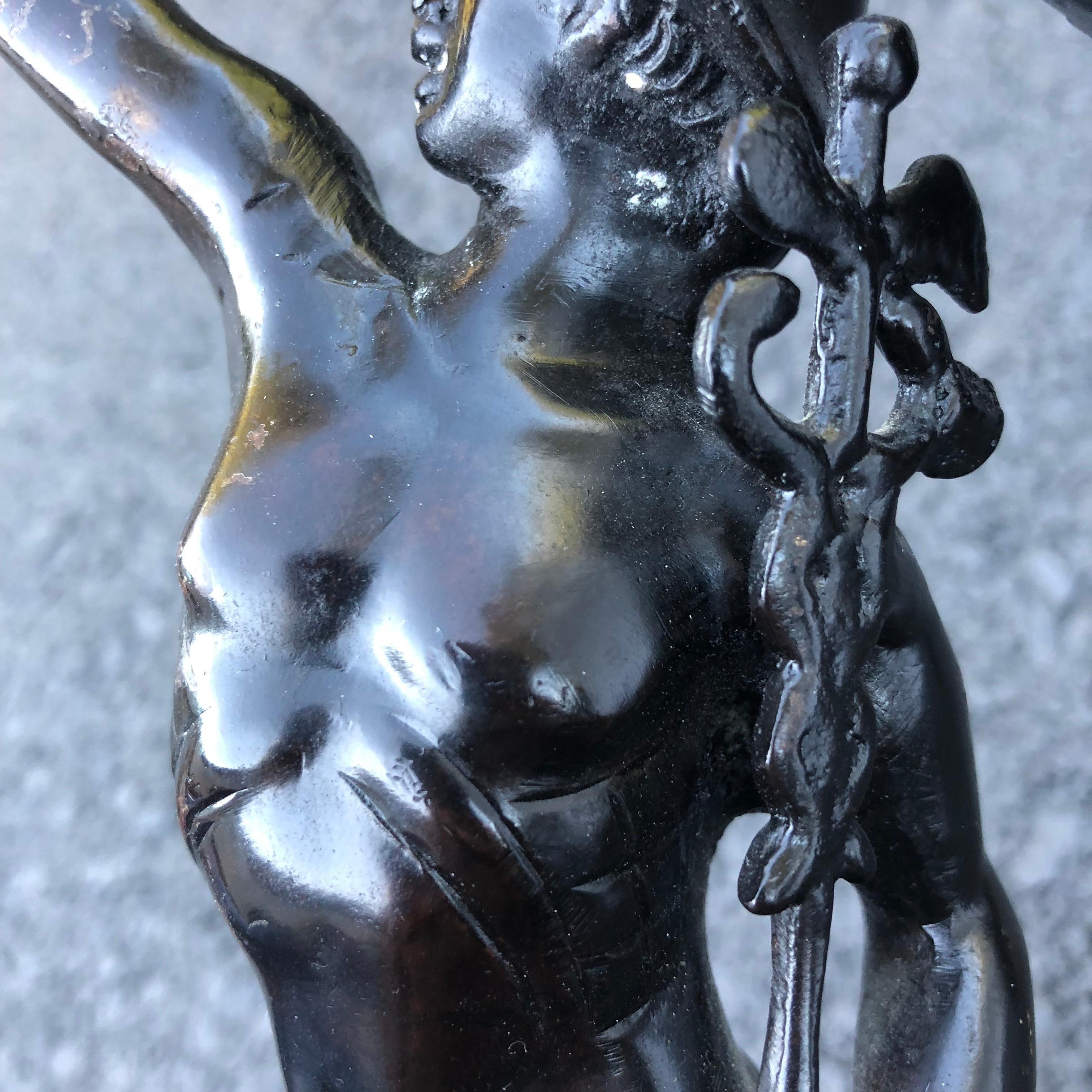 Early 20th Century Bronze Sculpture Of Mercury On Marble Stand 7