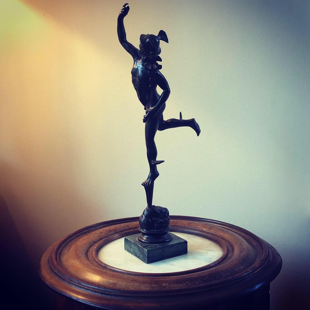 Early 20th Century Bronze Sculpture Of Mercury On Marble Stand 14
