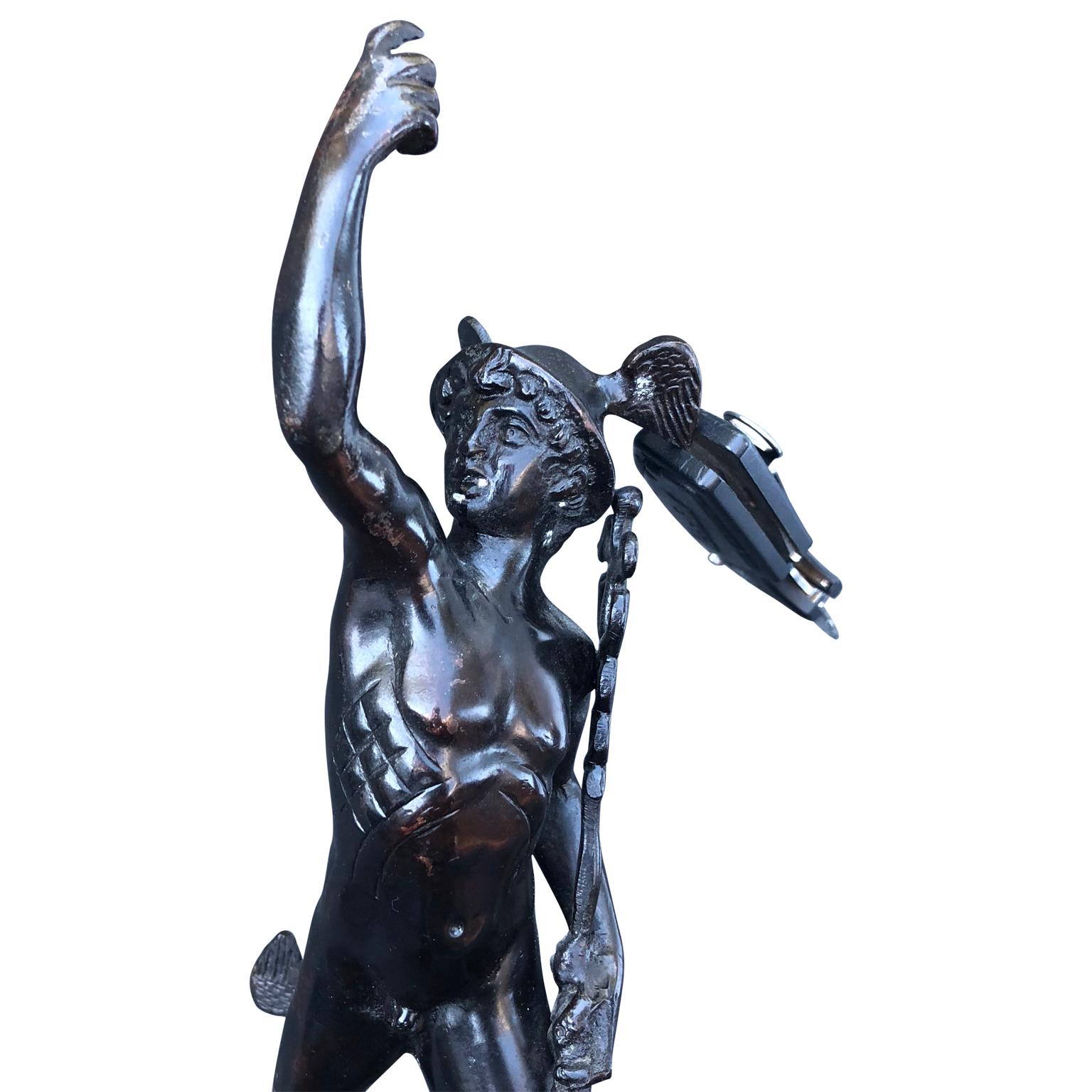 Italian Early 20th Century Bronze Sculpture Of Mercury On Marble Stand