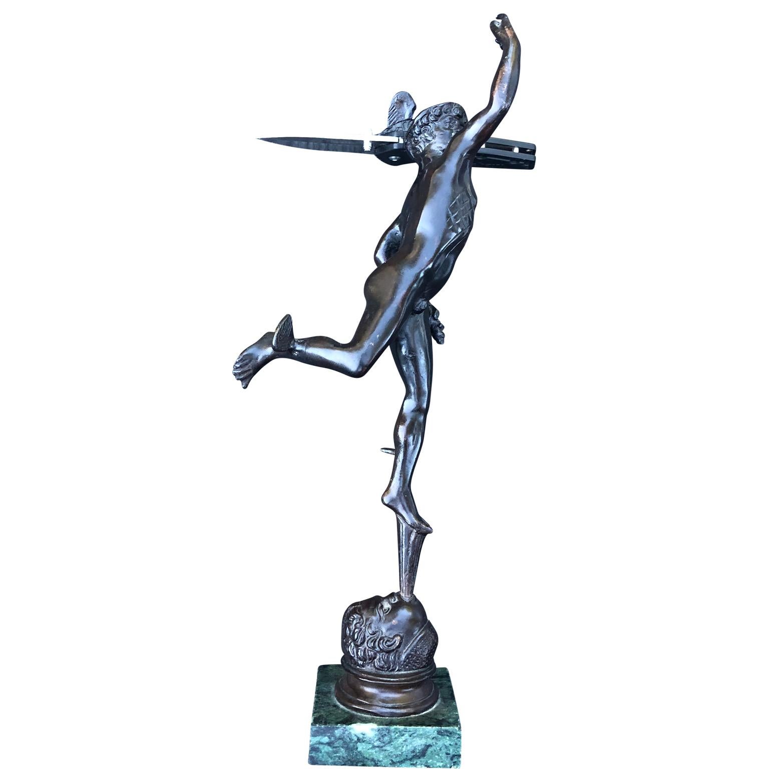 Early 20th Century Bronze Sculpture Of Mercury On Marble Stand 2