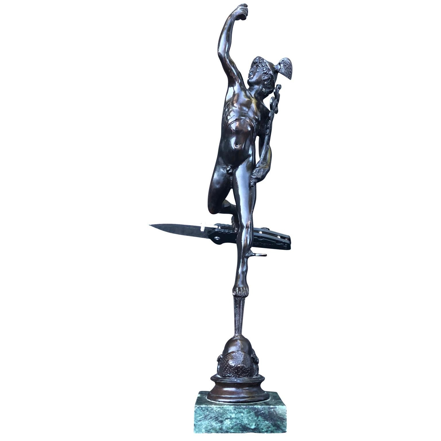Early 20th Century Bronze Sculpture Of Mercury On Marble Stand 3