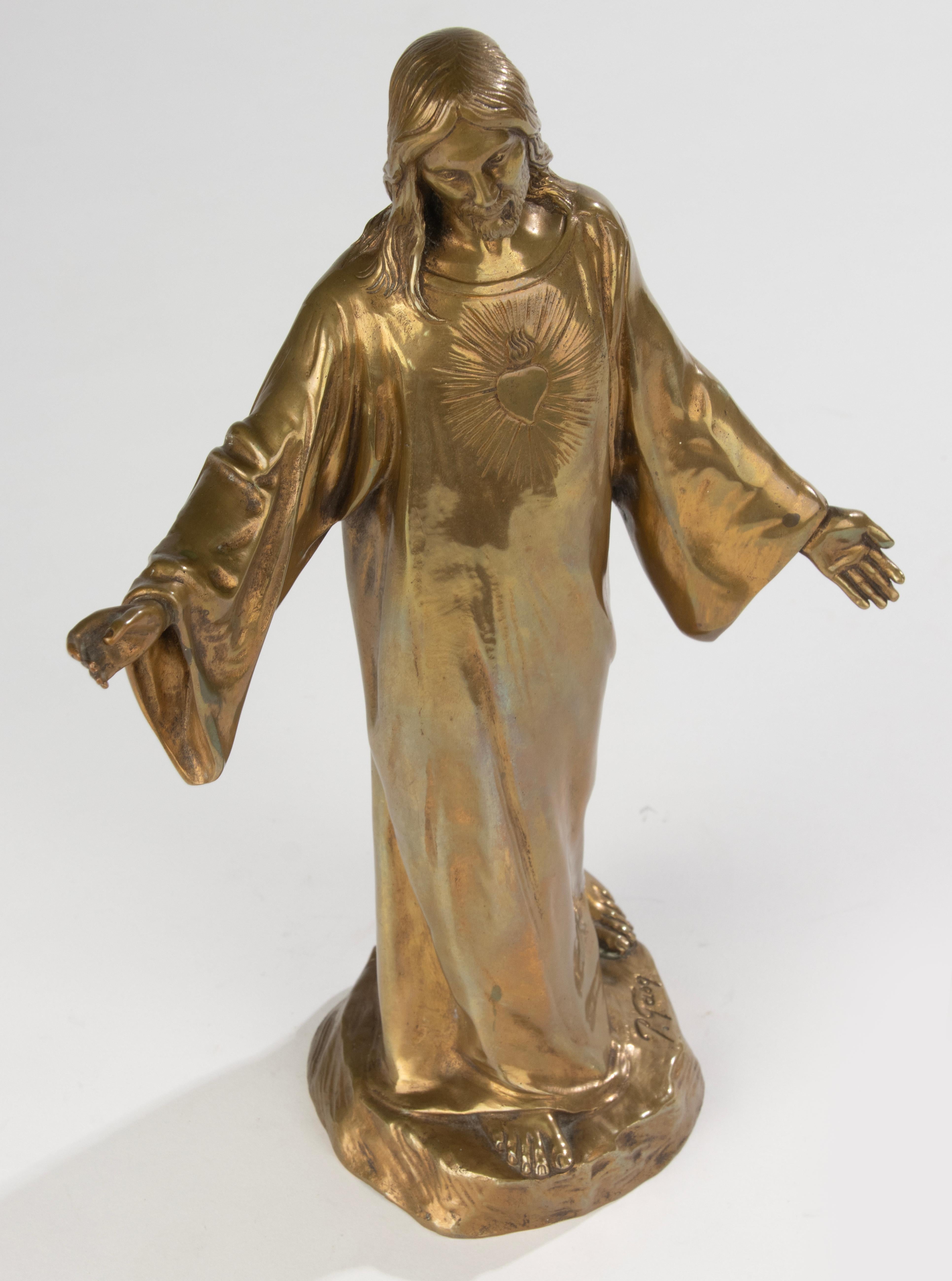 Sculpture en bronze du début du 20e siècle - La bénédiction de Jésus-Christ par Paul Gasq en vente 7