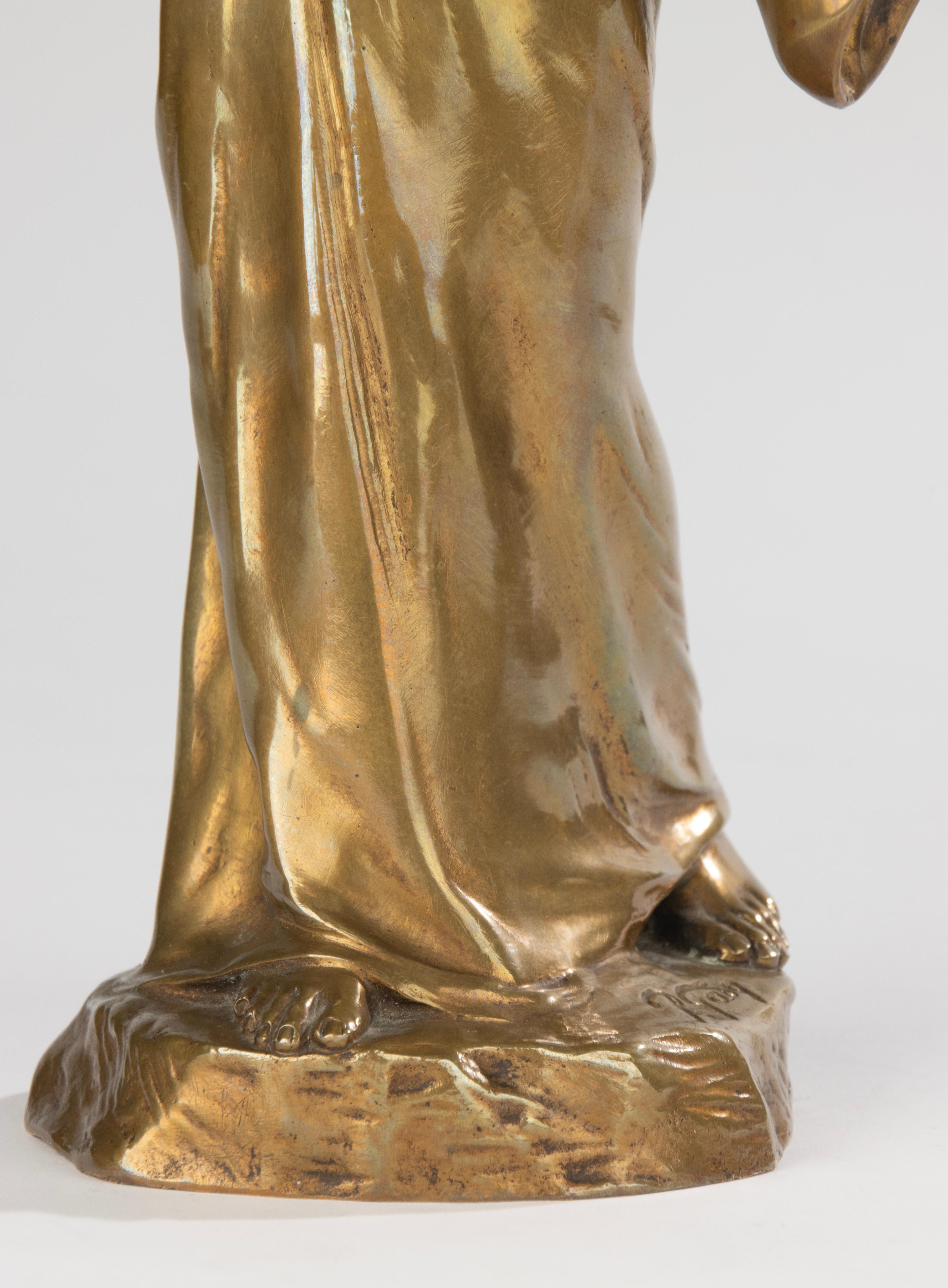 Début du 20ème siècle Sculpture en bronze du début du 20e siècle - La bénédiction de Jésus-Christ par Paul Gasq en vente