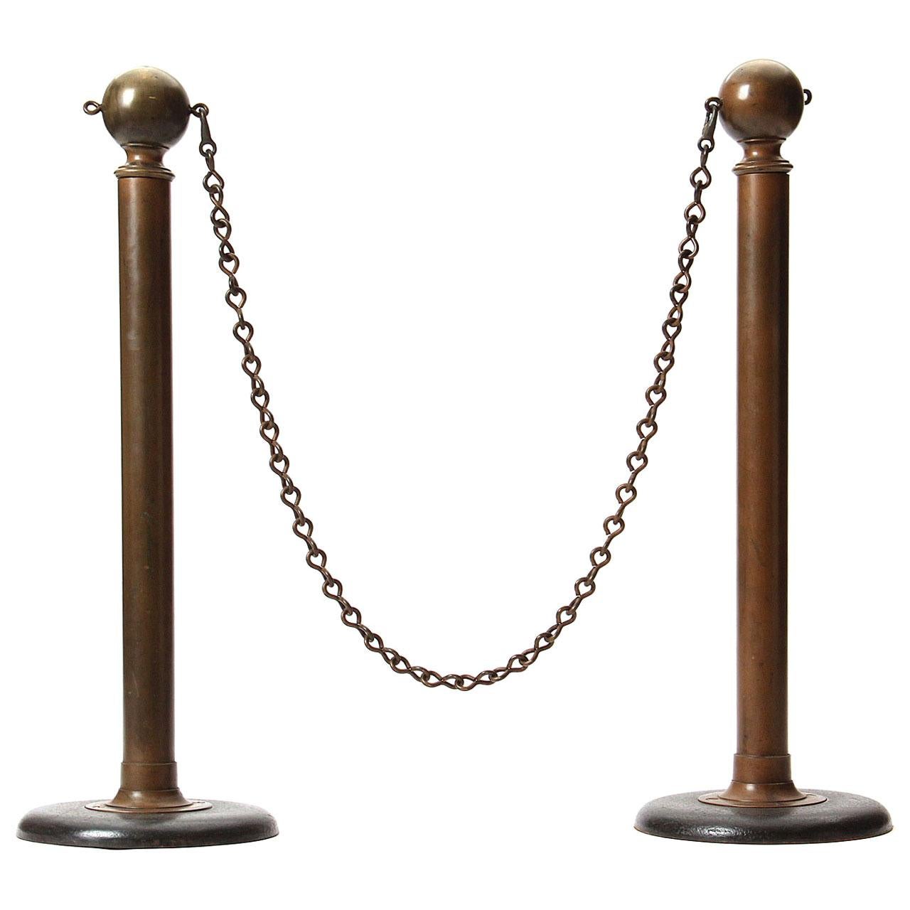 Early 20th Century Bronze Stanchions