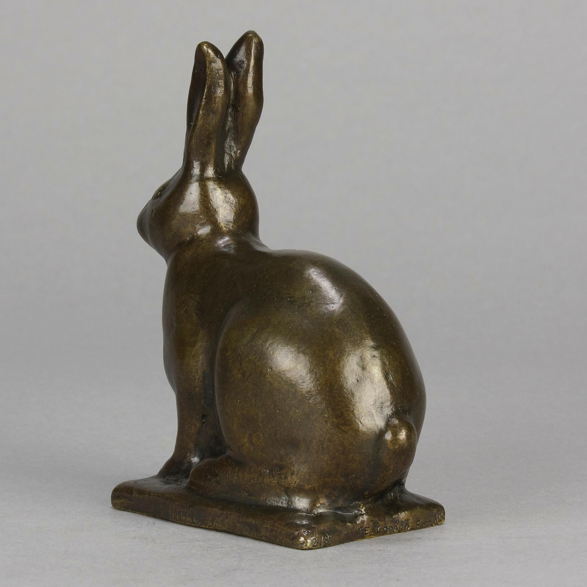 Bronzestudie mit dem Titel „Alert sitzender Kaninchen“ Gunnar Nilsson aus dem frühen 20. Jahrhundert im Angebot 4