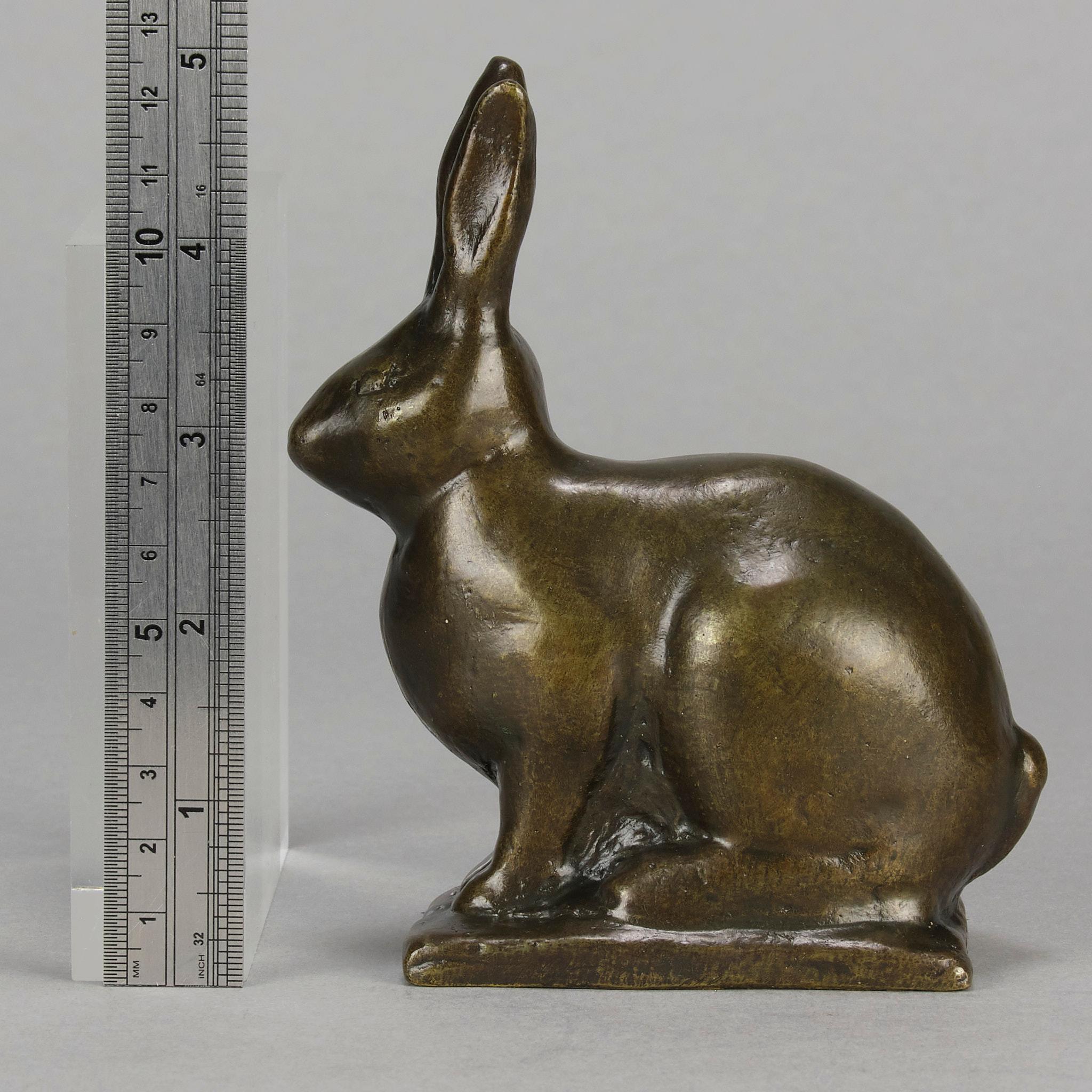 Bronzestudie mit dem Titel „Alert sitzender Kaninchen“ Gunnar Nilsson aus dem frühen 20. Jahrhundert im Angebot 5