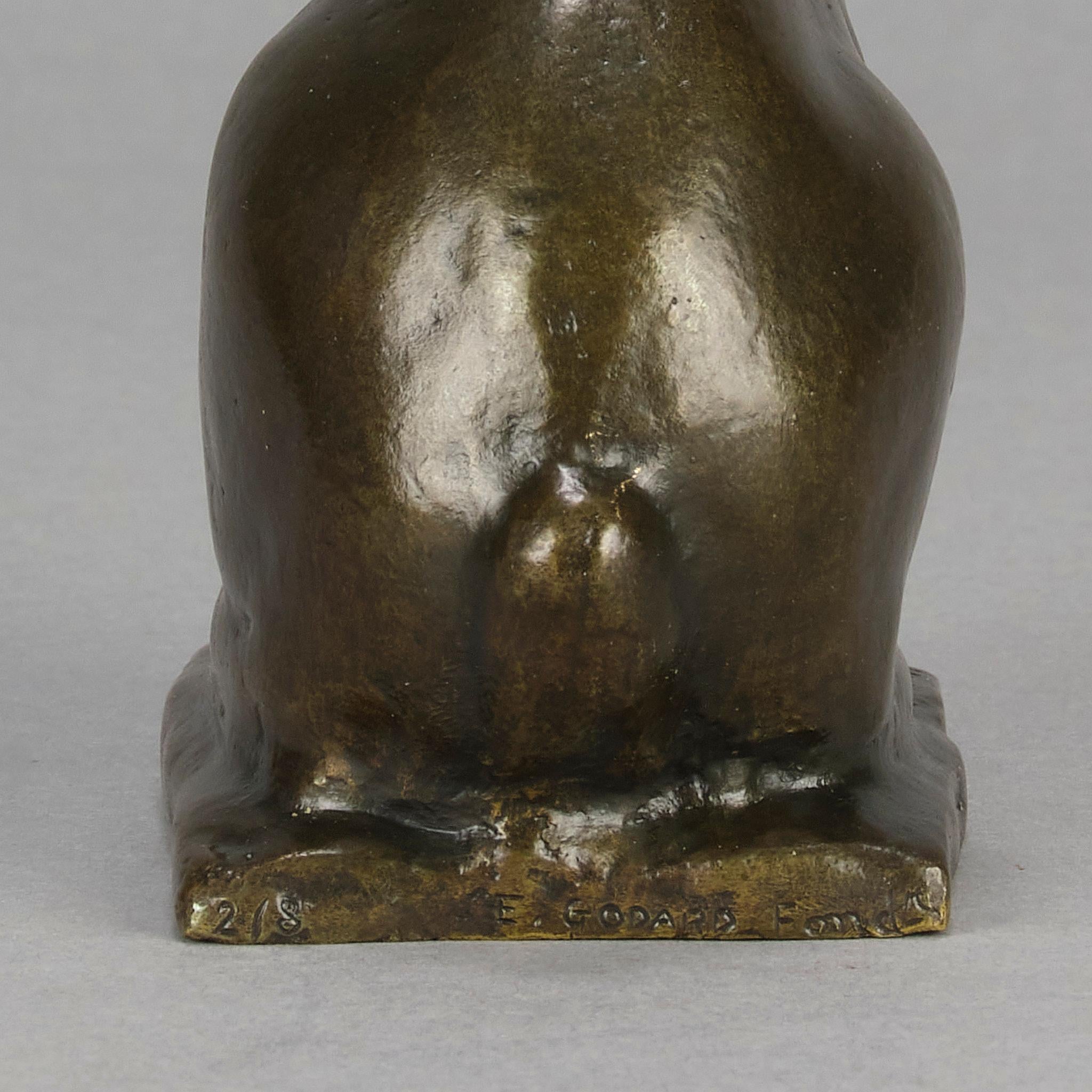 Bronzestudie mit dem Titel „Alert sitzender Kaninchen“ Gunnar Nilsson aus dem frühen 20. Jahrhundert im Angebot 7