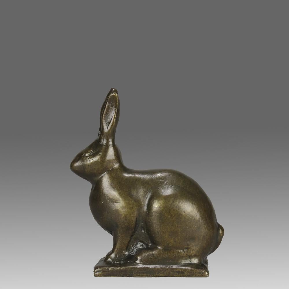 A fabulous early 20th Century bronze study of a seated hare with very fine smooth tactile surface detail and very fine rich brown patina, signed ﻿G Nilsson

ADDITIONAL INFORMATION
Height:                                      12 cm                   