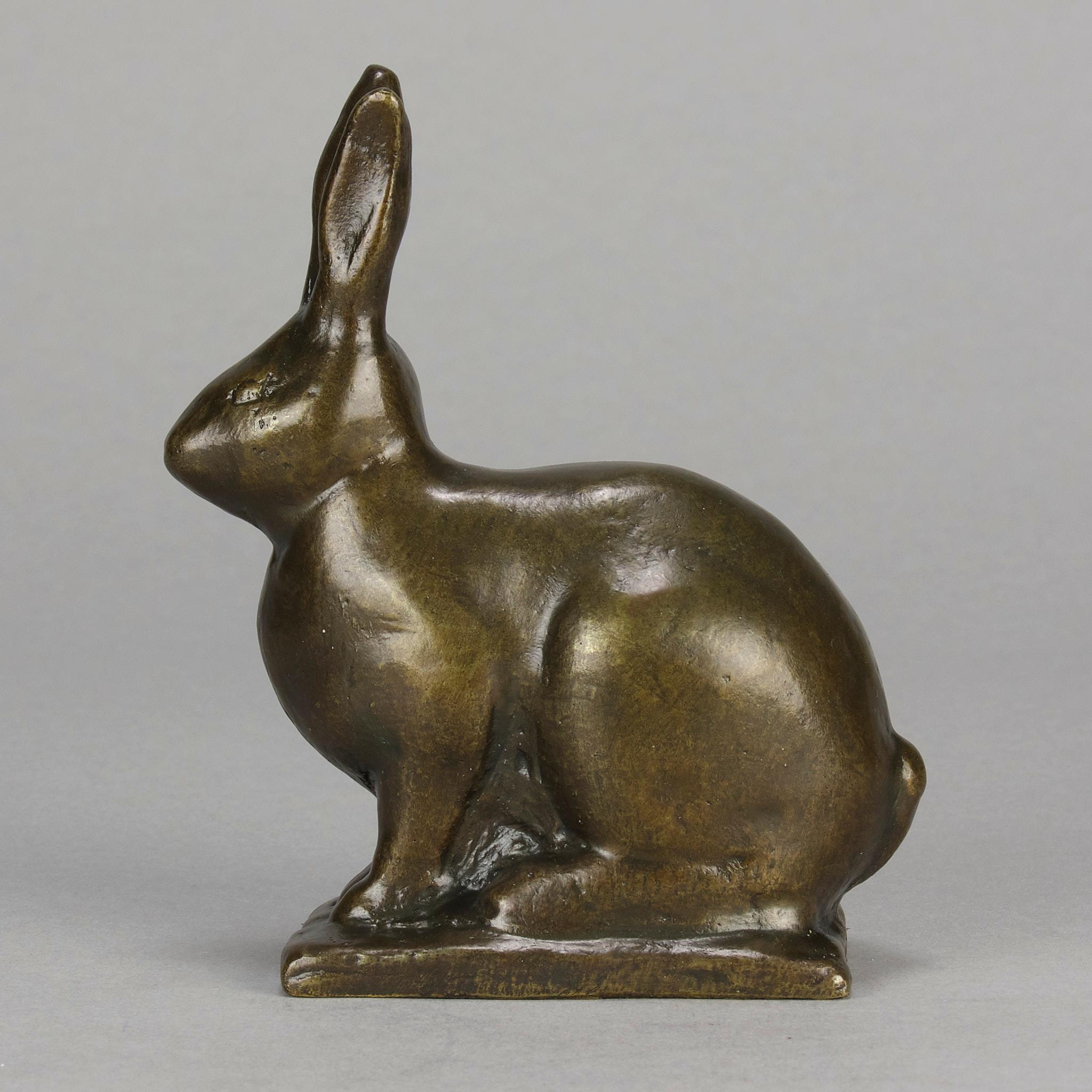 Bronzestudie mit dem Titel „Alert sitzender Kaninchen“ Gunnar Nilsson aus dem frühen 20. Jahrhundert (Art nouveau) im Angebot