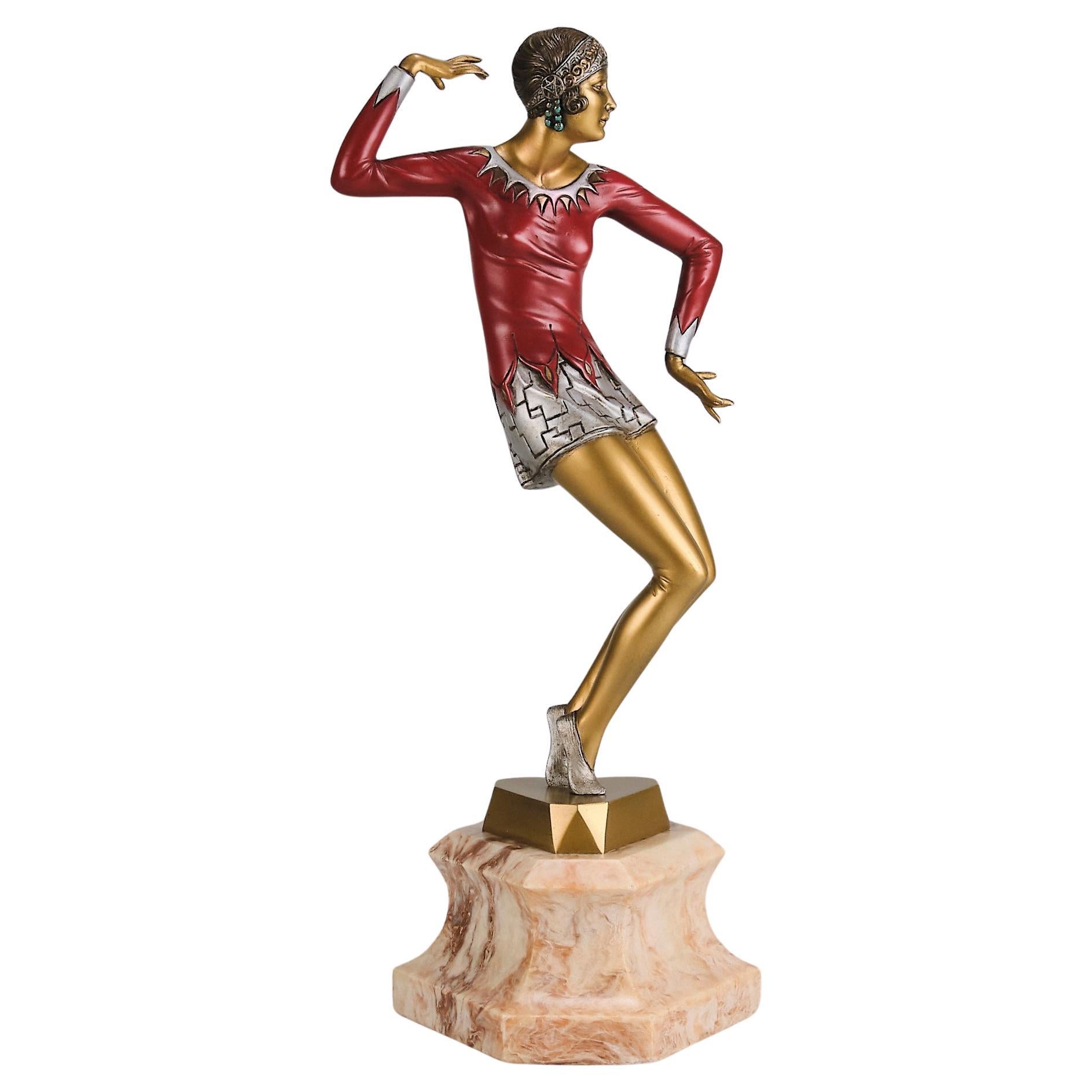 Studio in bronzo dei primi del Novecento intitolato "Ballerina di Charleston" di Ferdinand Preiss in vendita